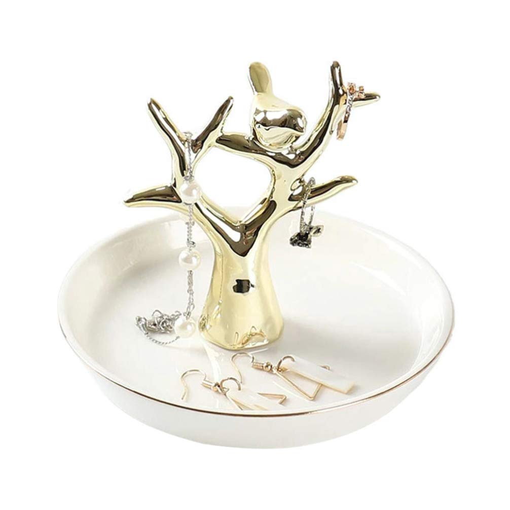 1pc Ceramic Jewelry Tray & Dish Holder - Elegant Storage for Necklaces, Earrings, Rings | Perfect for Vanity Organizer, Gift, Bathroom & Bedroom Decor