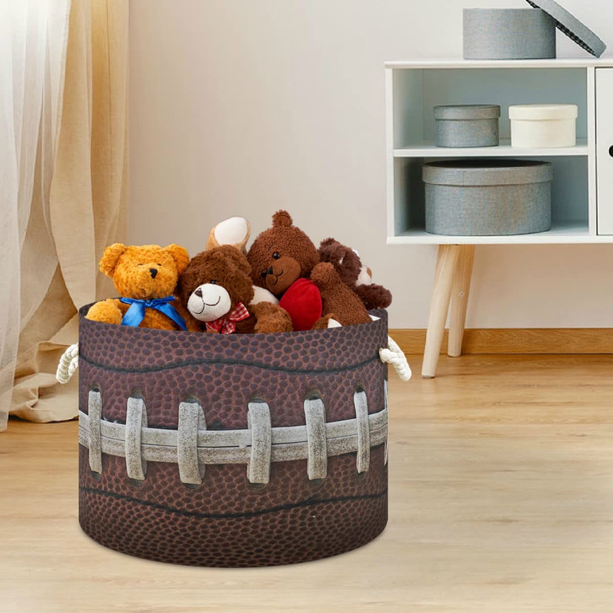 Large American Football Toy Storage Bin - Kids Laundry Hamper for Nursery Clothes, Toys & Books | Durable Home Decor Organizer for Playroom, Bedroom & Dorm