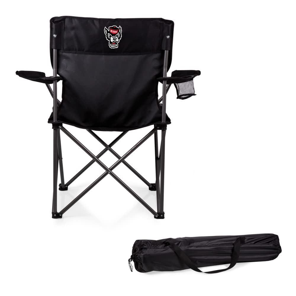 PICNIC TIME NCAA PTZ Portable Camping Chair - Lightweight Folding Beach Chair with Carry Bag for Outdoor, Picnic, Sports Events (Black) - Perfect for Camping, Tailgating, and Beach Relaxation