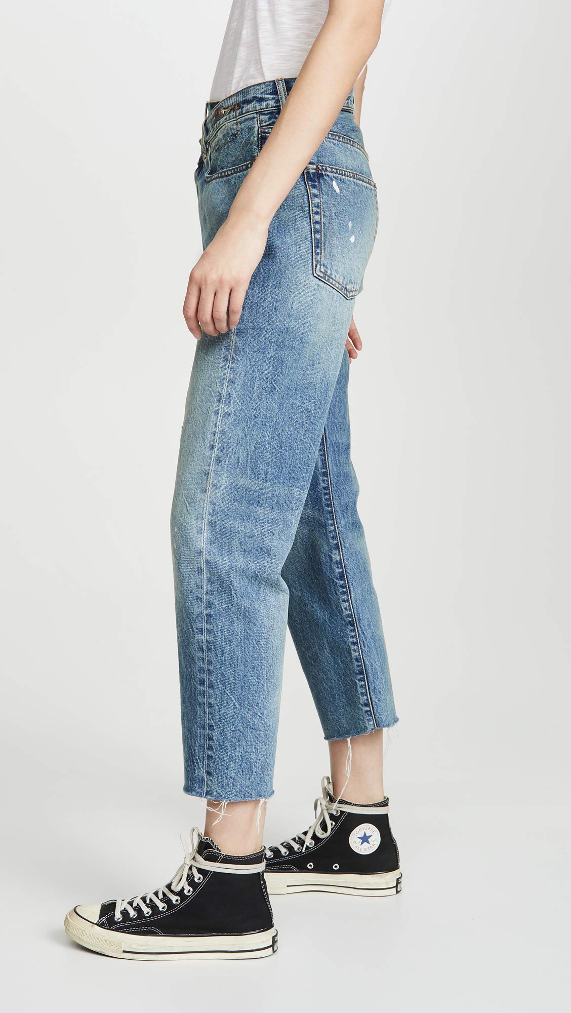 R13 Women's Crossover High Waist Distressed Skinny Jeans - Trendy Stretch Denim Pants for Casual Outfits & Night Out Looks