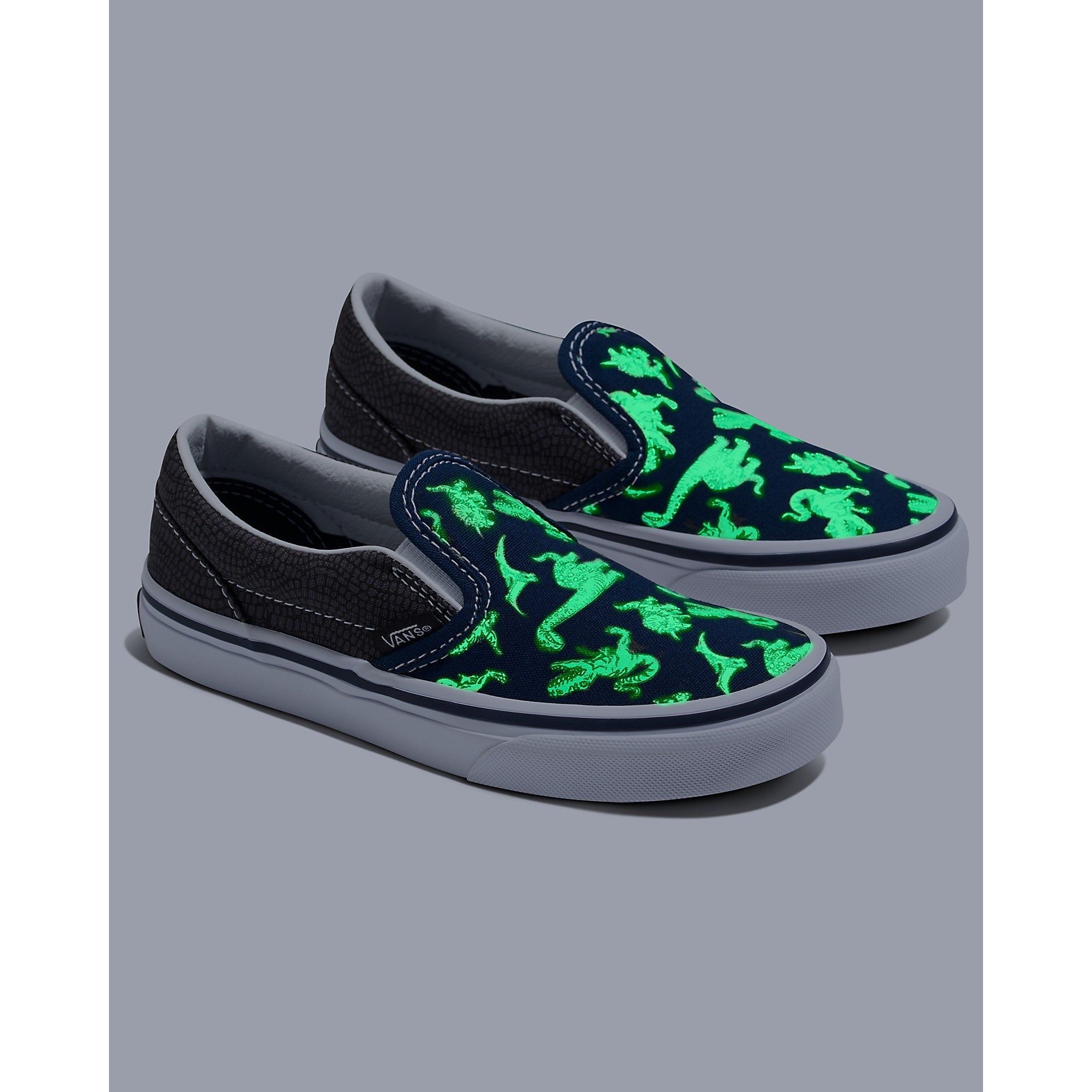 Vans Kids Classic Slip-On Glow in The Dark Sneakers - Light Up Shoes for Boys & Girls - Perfect for Nighttime Play, Parties & Outdoor Activities