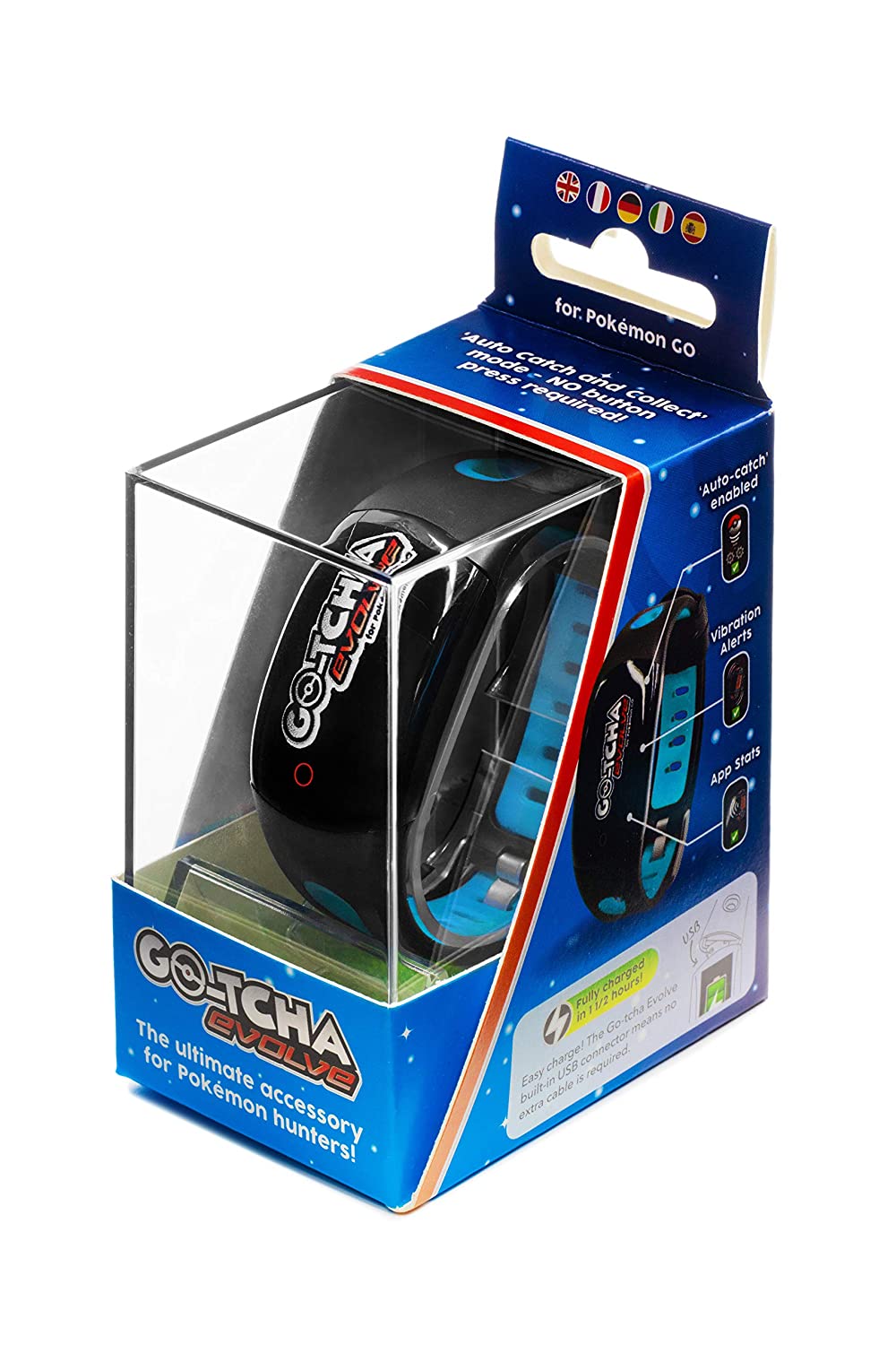 Pokemon Go Plus + TCHA Evolve LED Touch Wristband - Auto Catch & Spin Pokestops - Compatible with iPhone & Android - Blue/Black - Perfect for Gaming, Walking & Outdoor Adventures