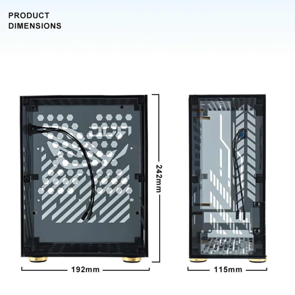 Portable Small Computer Case - Compact Plexiglass PC Enclosure for Mini-ITX Motherboard with FLEX Power Supply | Ideal for Home Office, Gaming & Compact Desktop Builds