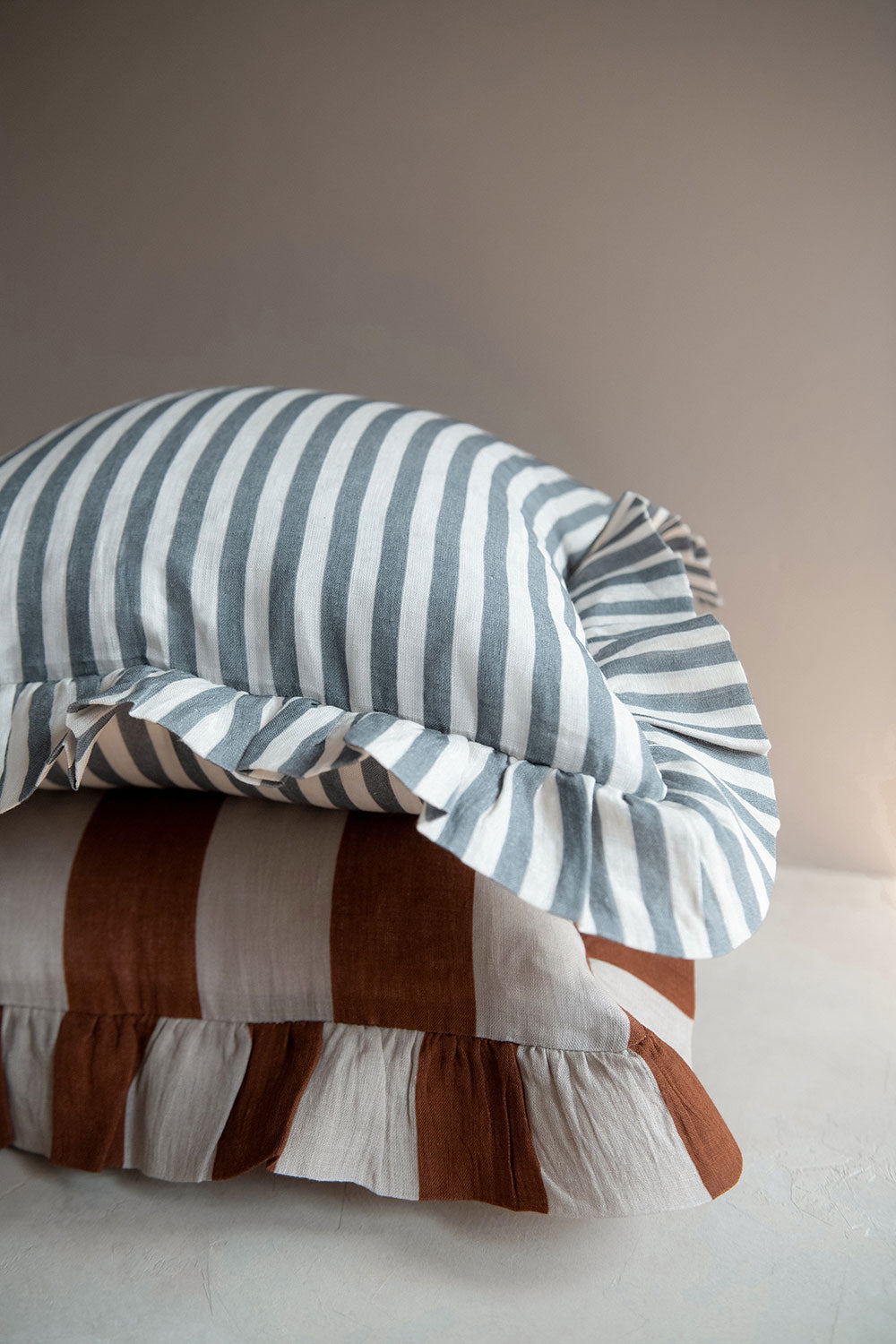 Premium Linen Pillow Cover - Stone Blue Stripe Design - Breathable & Soft Decorative Pillowcase for Bedroom, Living Room, Sofa - Home Decor Essentials