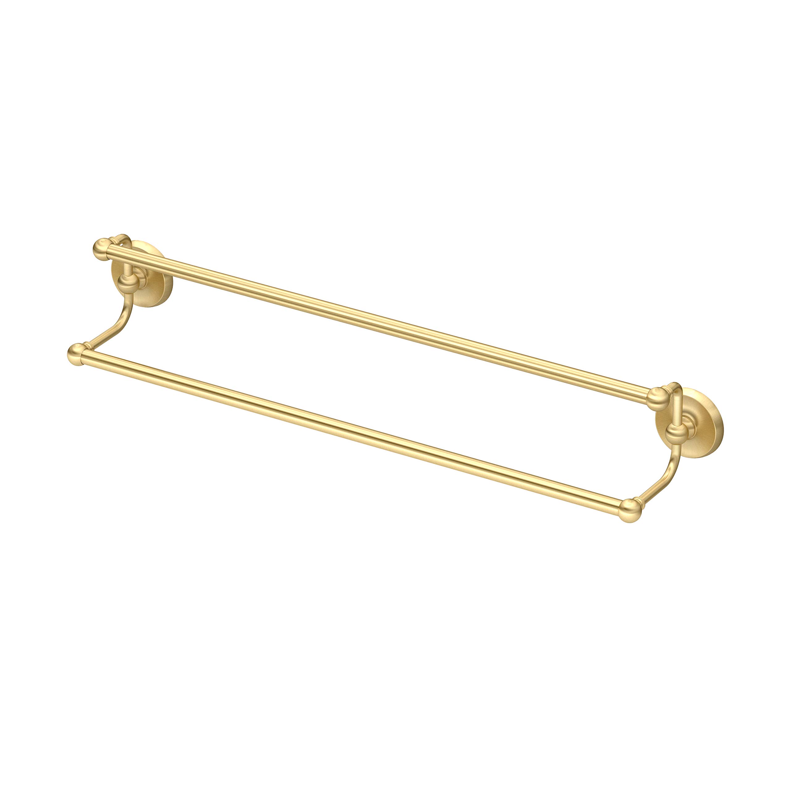 Gatco 5054 Designer II 24 Inch Double Towel Bar - Brushed Brass Wall Mounted Bathroom Towel Holder Rack for Showers, Spas & Luxury Bathrooms