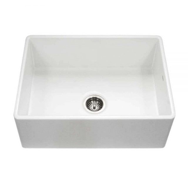 Houzer 30-Inch Apron Front Fireclay Single Bowl Kitchen Sink PTS-4100 WH C - Durable Farmhouse Sink for Modern Kitchens & Remodeling Projects