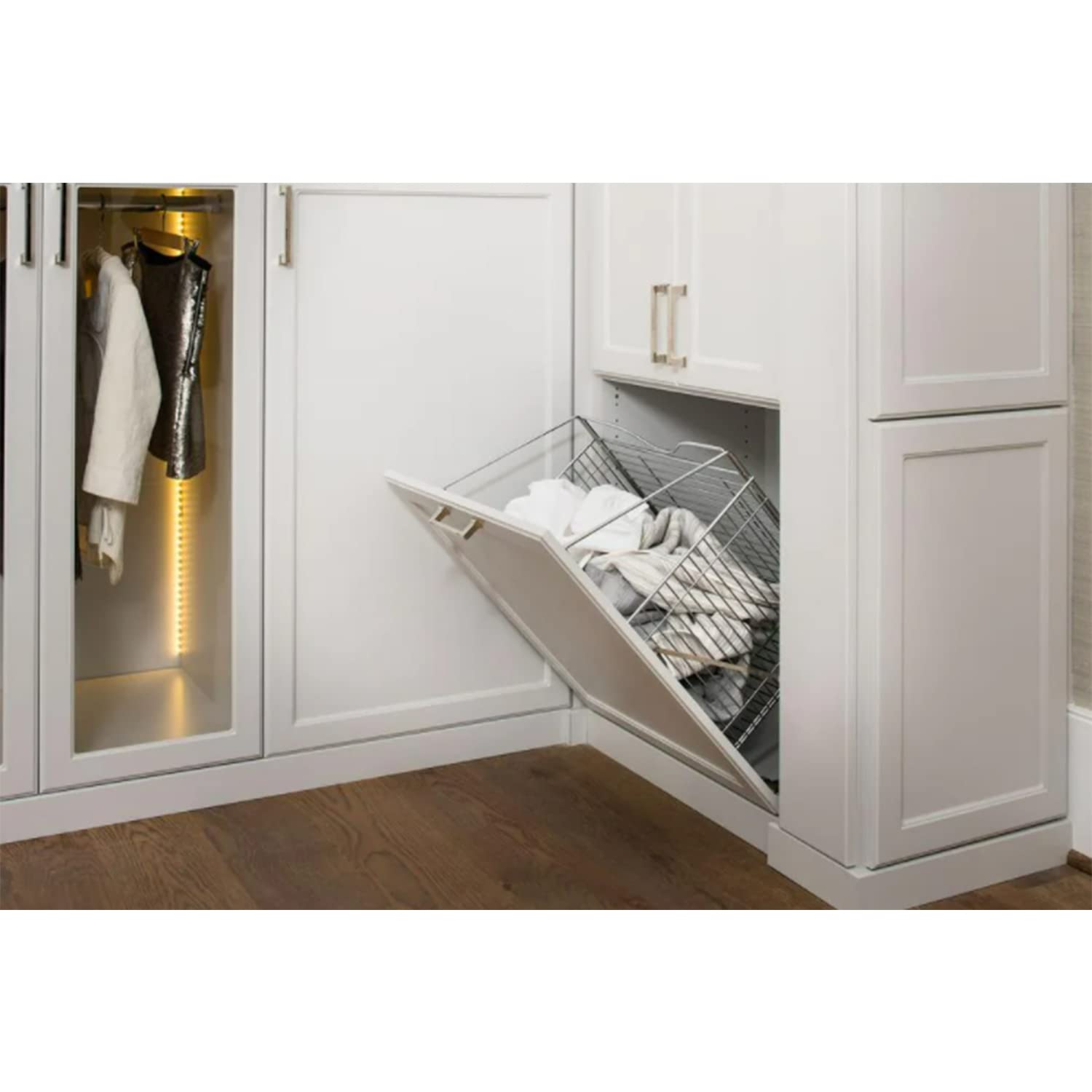 Rev-A-Shelf Steel Tilt Out Hamper for Custom Closet Systems - Space Saving Laundry Bin with Soft Close Hinge - Perfect for Bedrooms, Bathrooms & Walk-In Closets