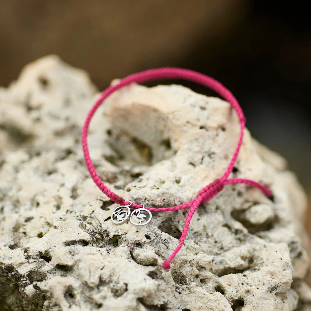 4Ocean Flamingo Braided Bracelet - Eco-Friendly Recycled Ocean Plastic Jewelry for Women & Men | Trendy Beach Accessory, Gift for Ocean Lovers, Perfect for Summer Vacations & Environmental Awareness Events