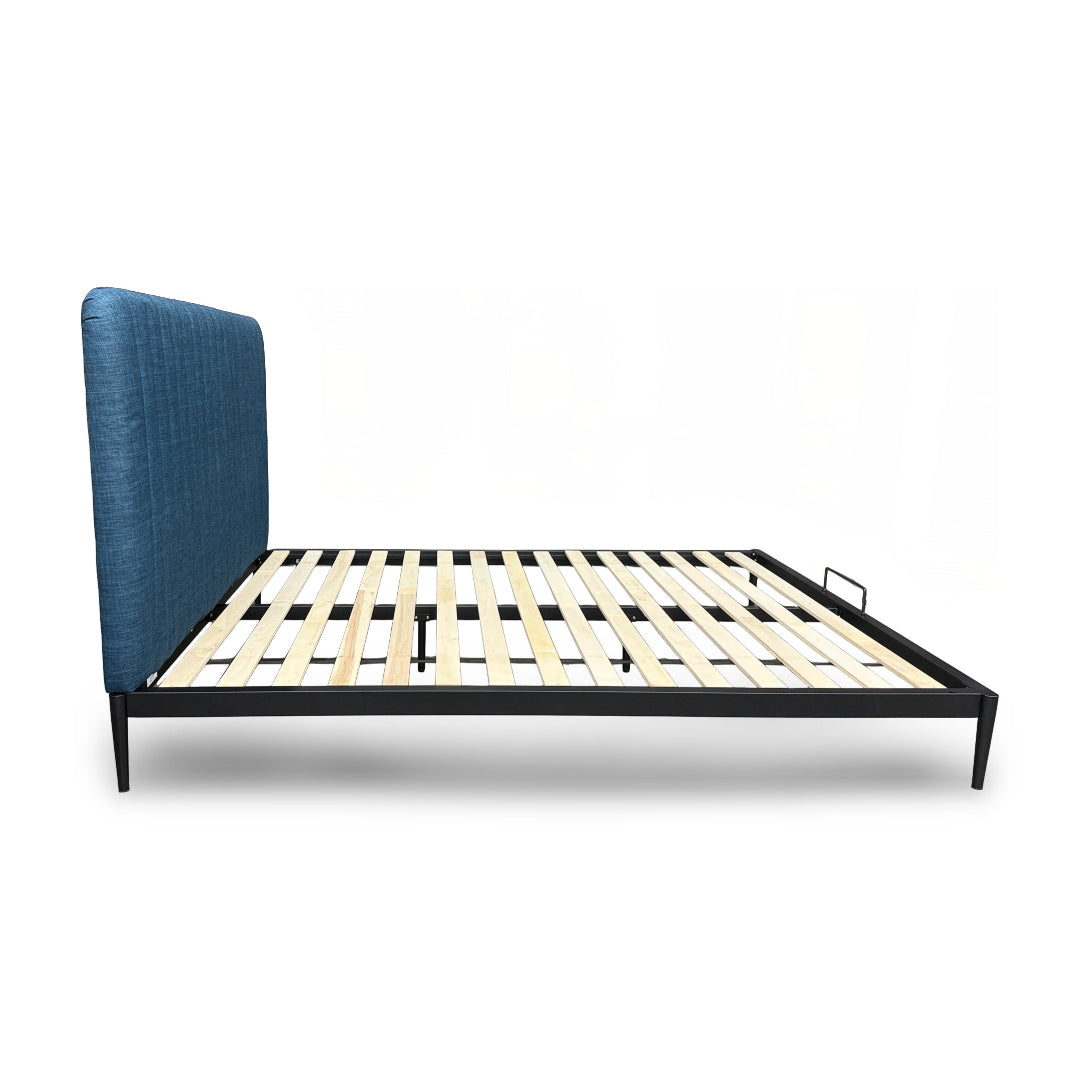 Mira Upholstered Queen Bed Frame with Button Tufted Headboard - Modern Fabric Platform Bed for Bedroom, Guest Room & Master Suite