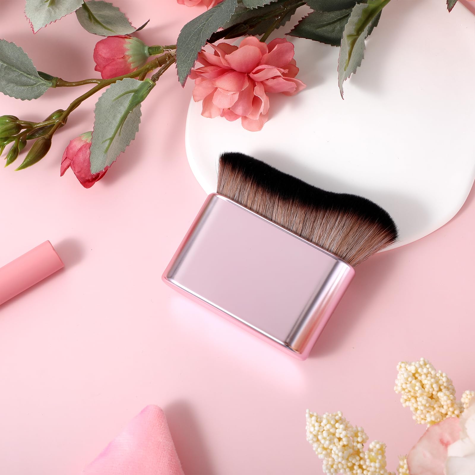 Premium Self Tan Brush - Soft Body Makeup Brush for Face & Body, Portable Self Tanner Applicator with Rose Gold Handle - Perfect for Sunless Tanning, Leg Makeup & Even Coverage at Home or Travel
