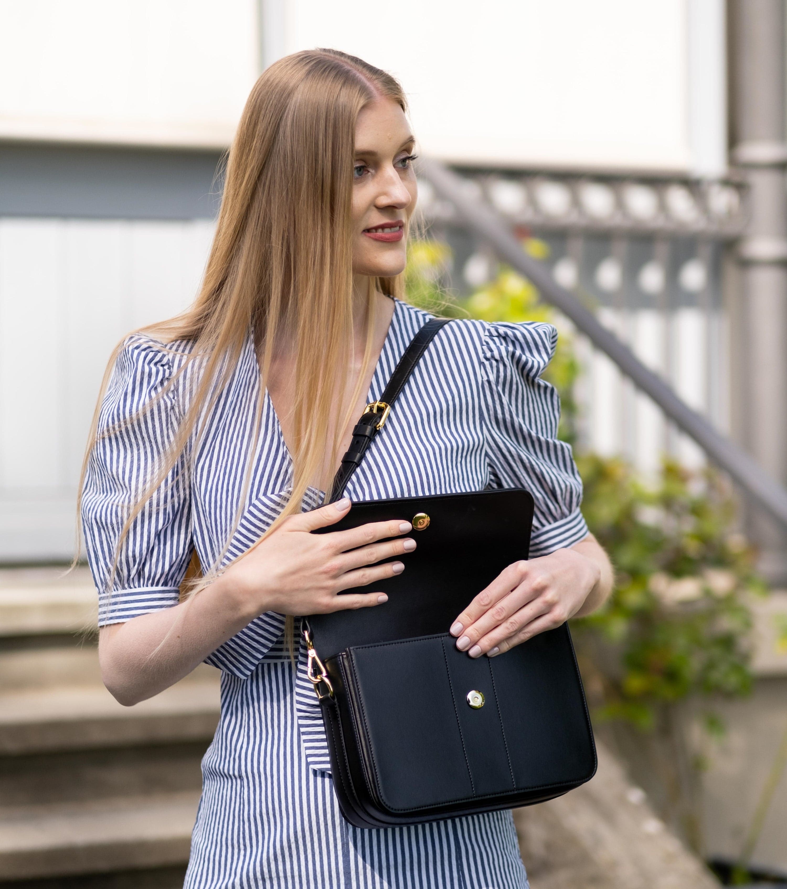 Vegan Leather Shoulder Bag for Women | Midi Nomad Apple Crossbody Purse | Black | Perfect for Work, Travel & Everyday Use