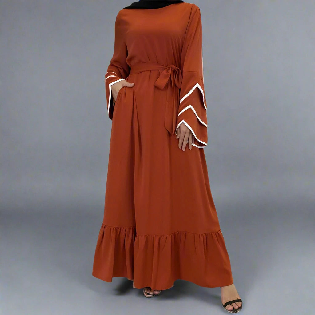 Elegant Nida Solid Color Loose Abaya Dress for Muslim Women - Modest Islamic Prayer Dress for Mosque, Eid & Daily Wear