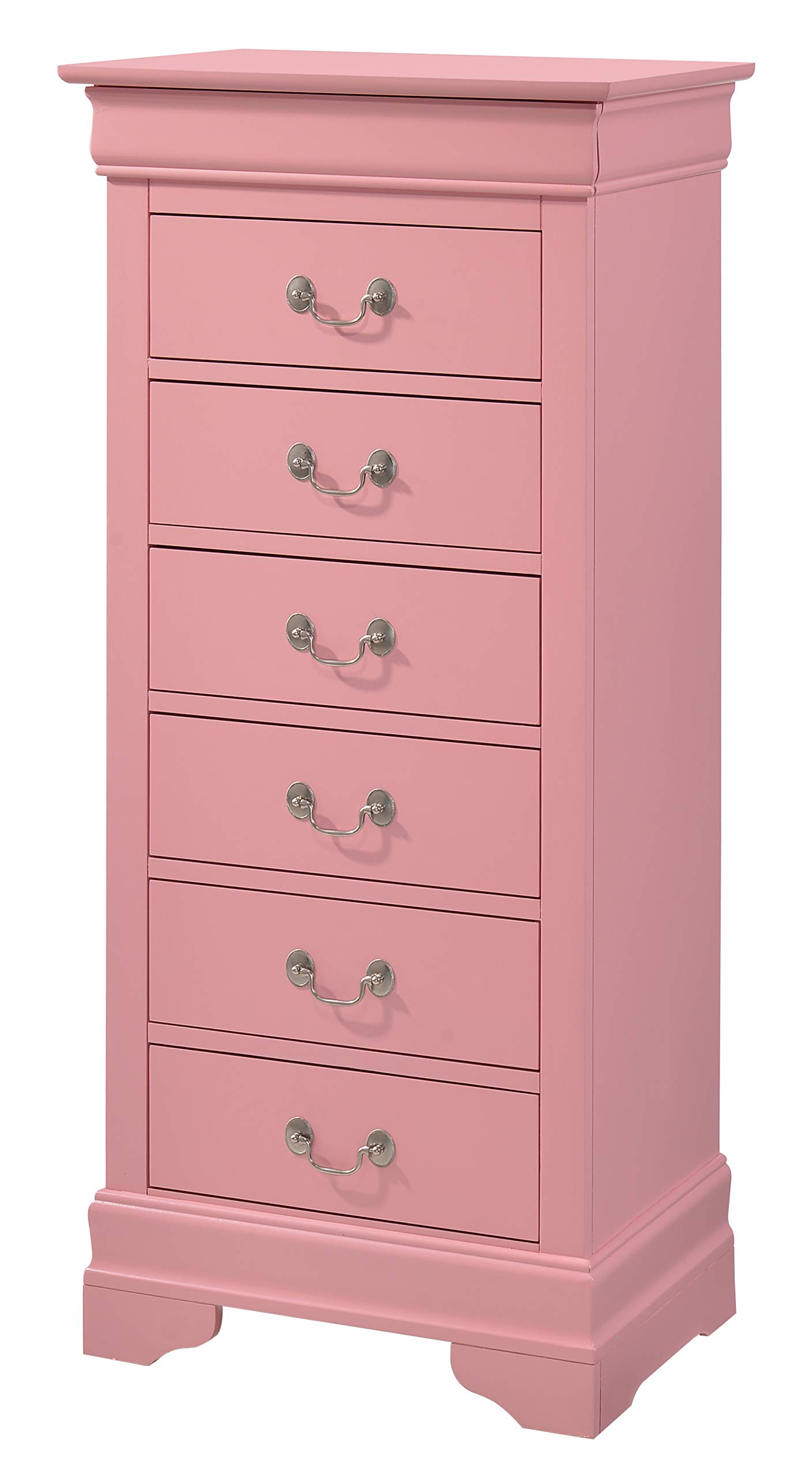 Pink Lingerie Chest with Mirror - 5-Drawer Dresser for Bedroom, Girls Room & Closet Organization - Glory Furniture for Women's Undergarments Storage