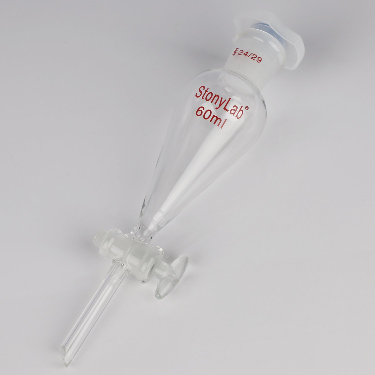 High-Quality Glass Separatory Funnel with PTFE Stopcock Valve - Perfect for Chemical Extraction, Essential Oil Separation & Laboratory Use