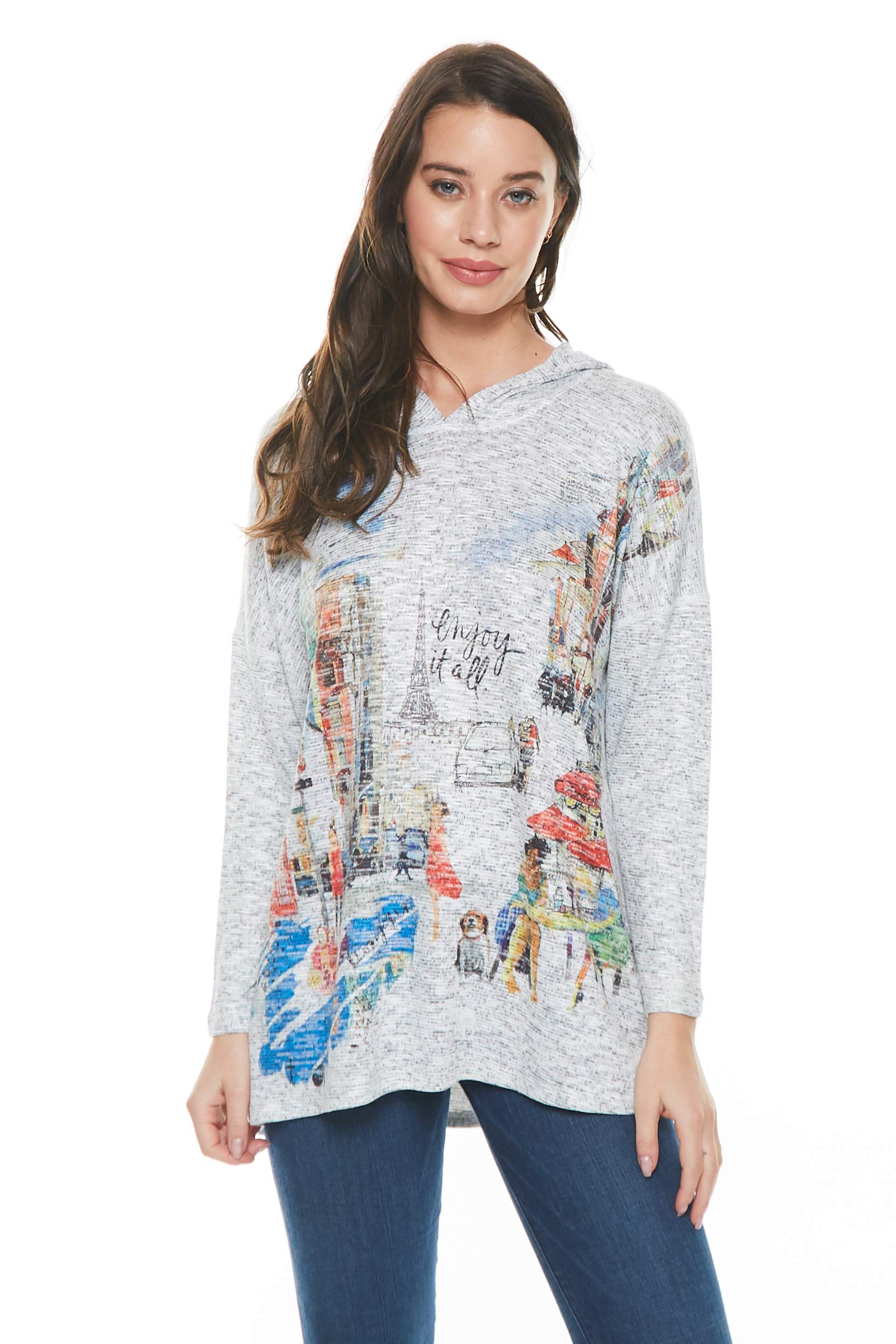 Inoah Women's Long Sleeve Pullover Hoodie - Paris Trip Inspired Contemporary Fashion Top for Casual Wear, Travel & Street Style