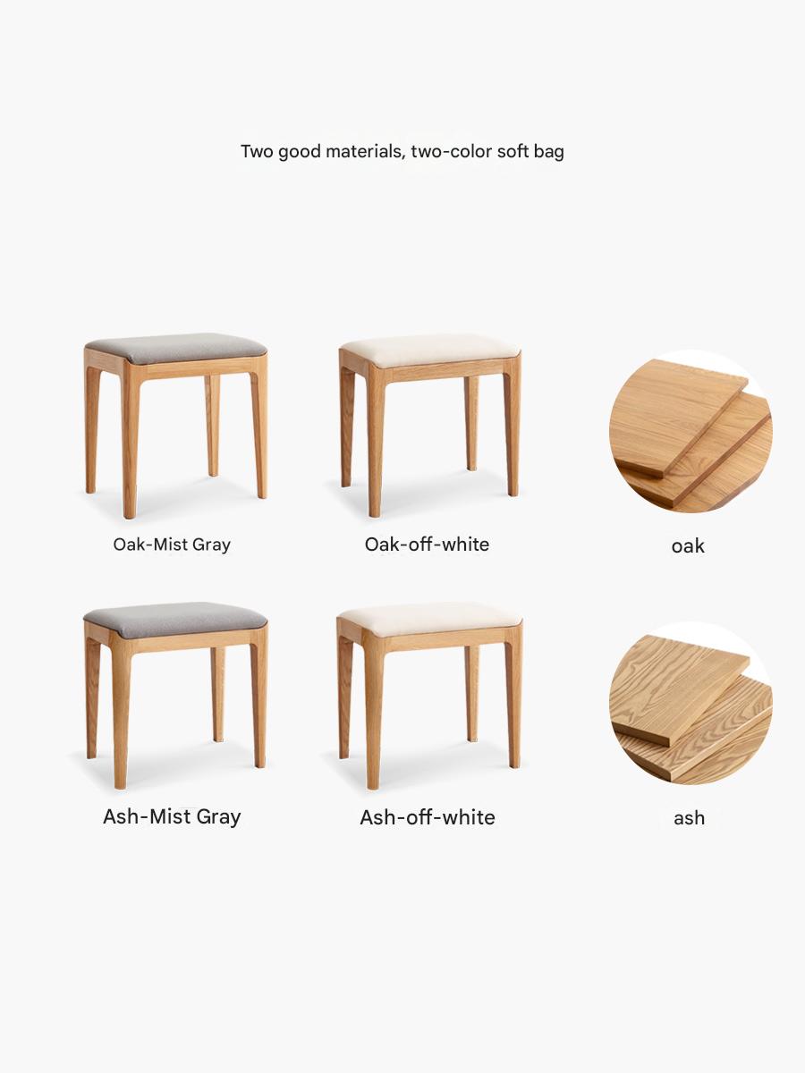 Premium Solid Wood Makeup Stool - Handcrafted Oak, Ash & Black Walnut Vanity Seat | Perfect for Dressing Tables, Bedroom Vanity & Salon Styling Stations