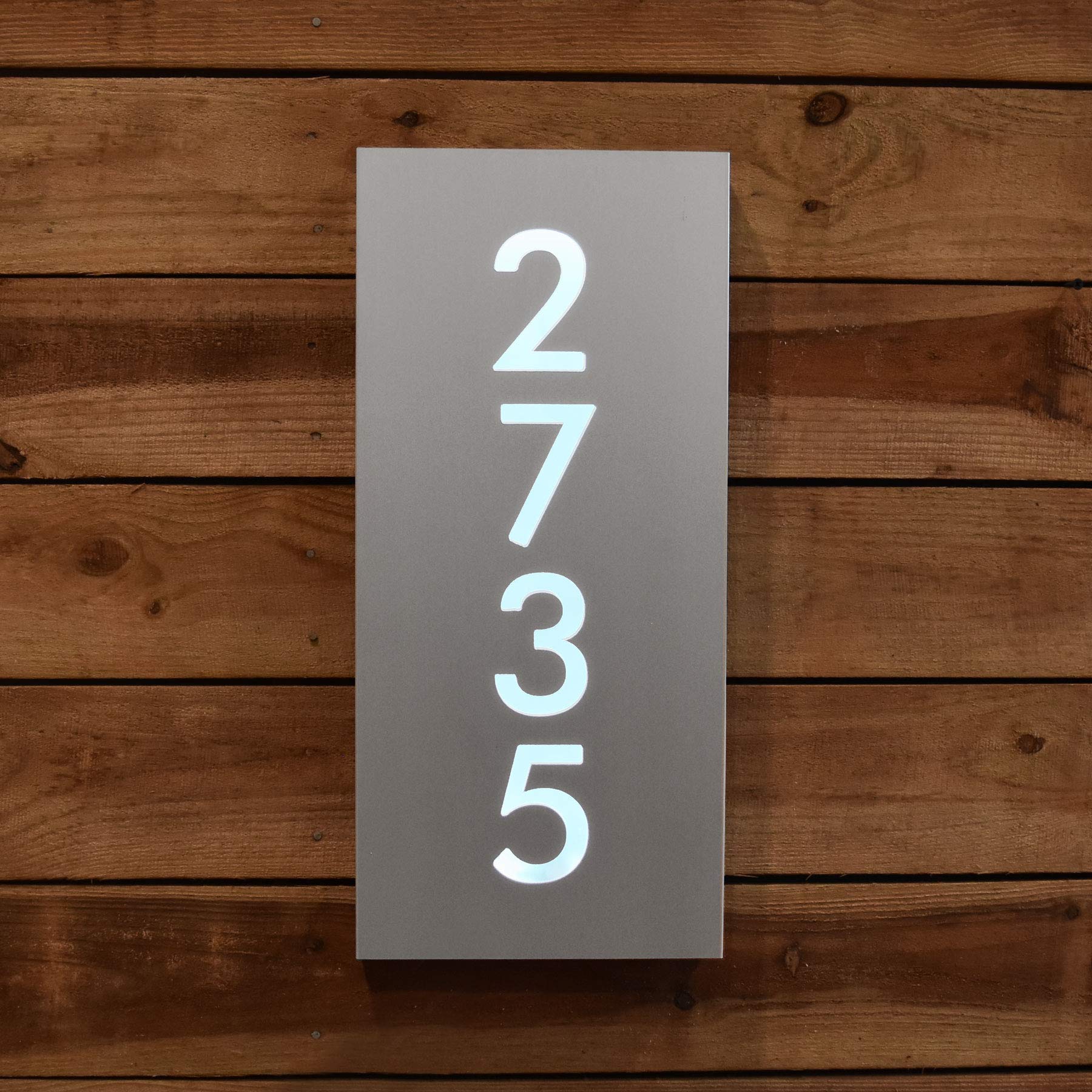 Modern LED Vertical Lighted Address Sign - Personalized House Numbers Plaque with Bright Illumination for Mailbox Display - Perfect for Home, Business & Outdoor Nighttime Visibility