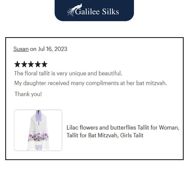 Lilac Crocuses Field Tallit Prayer Shawl for Women & Girls - Elegant Tzitzit Shawl for Bat Mitzvah, Synagogue & Jewish Ceremonies
