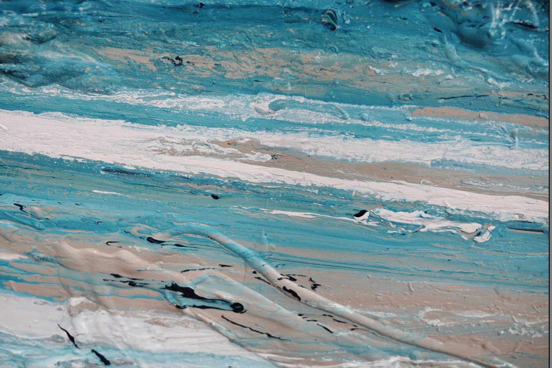 Atomic Malt 200cm x 80cm Blue Cream Textured Abstract Canvas Art - Modern Wall Decor for Living Room, Bedroom & Office