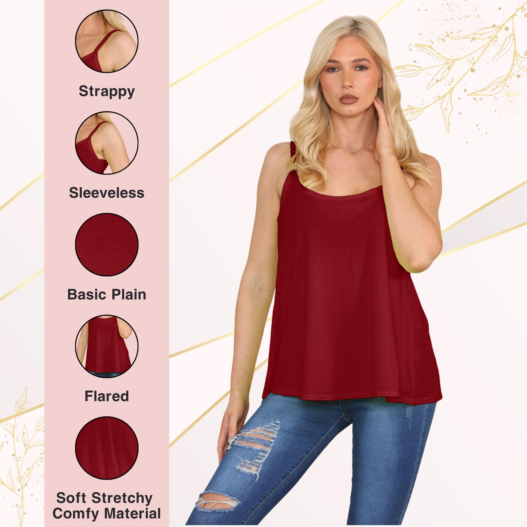 Janisramone® Women's Stretchy Sleeveless Camisole Tank Top - Soft Plain Summer Vest for Women | Perfect for Beach, Yoga, Travel & Casual Wear