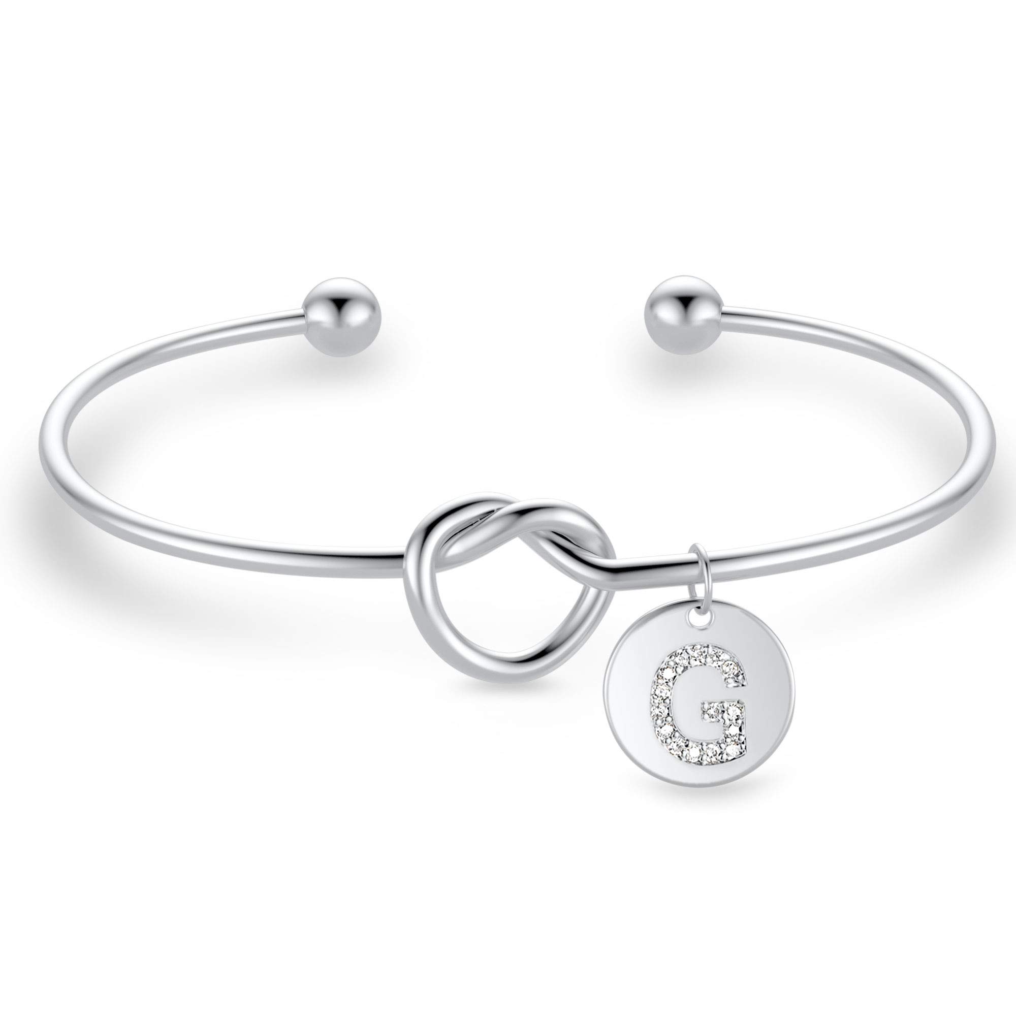 CHICNOW Personalized Cursive Initial Love Knot Bridesmaid Bracelet - 
