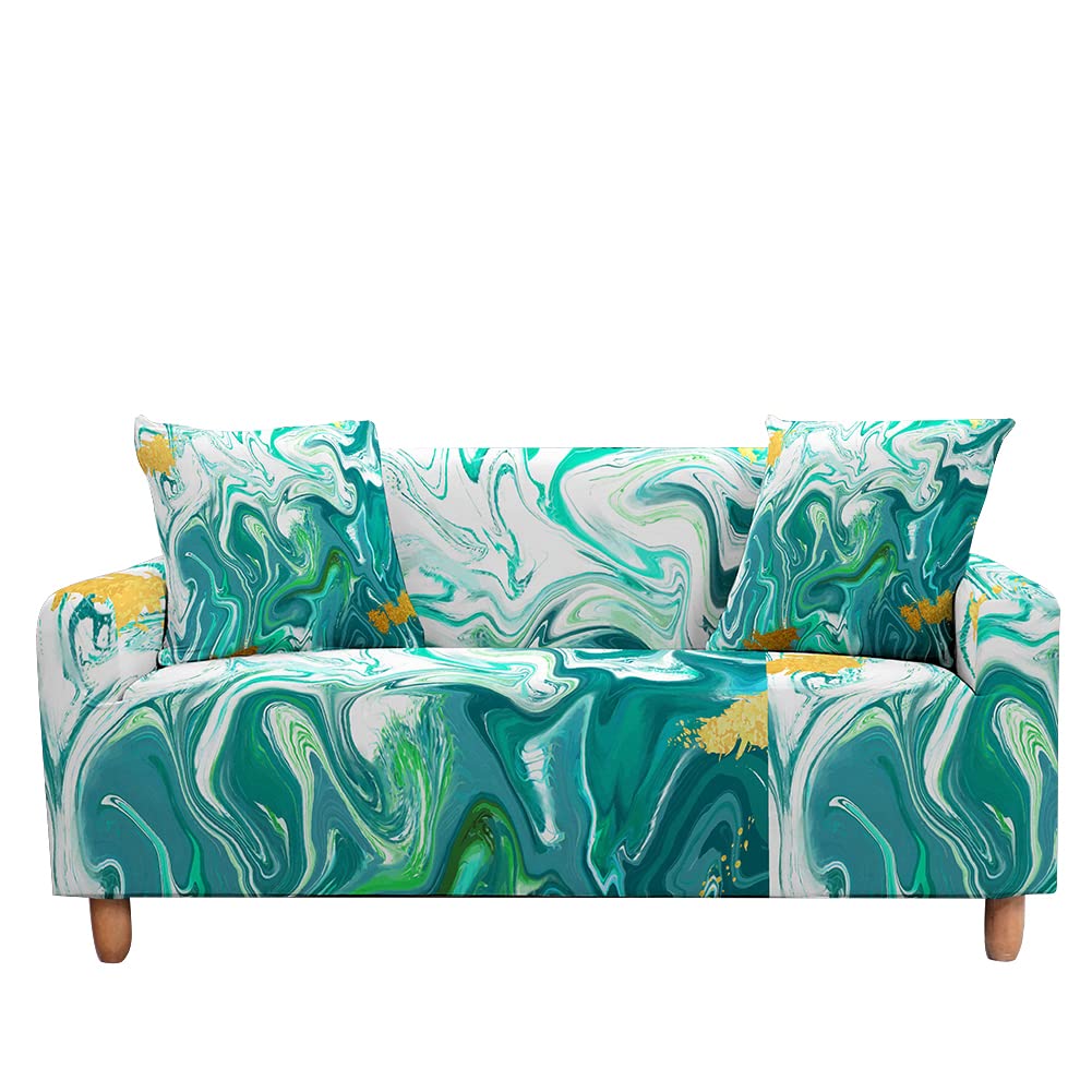 Stretchable Rainbow Marble Elastic Sofa Cover for L-Shaped Couches - Fits 1/4/3/4 Seater Sofas (90-140cm) - Perfect for Living Room Decor & Furniture Protection