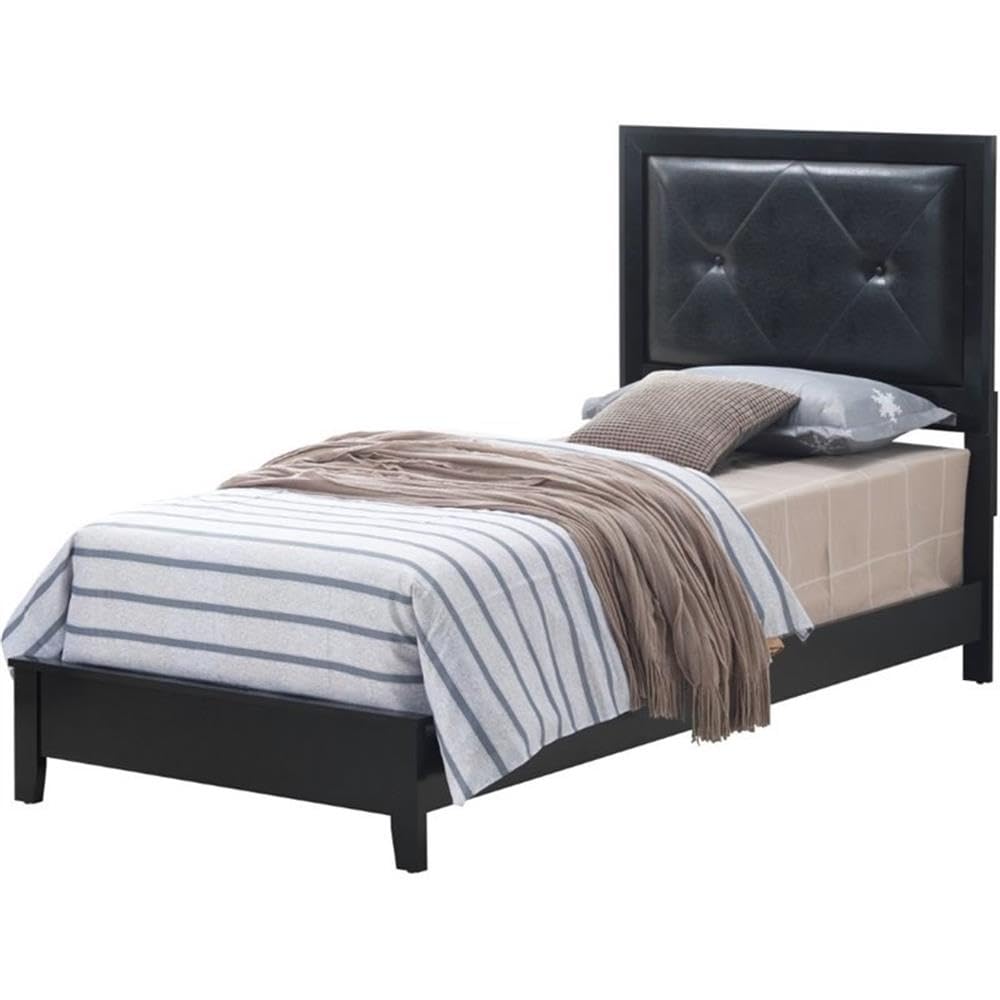 Glory Furniture Primo Twin Panel Bed Frame - Black Wooden Platform Bed with Headboard | Perfect for Small Bedrooms, Guest Rooms & Kids Rooms