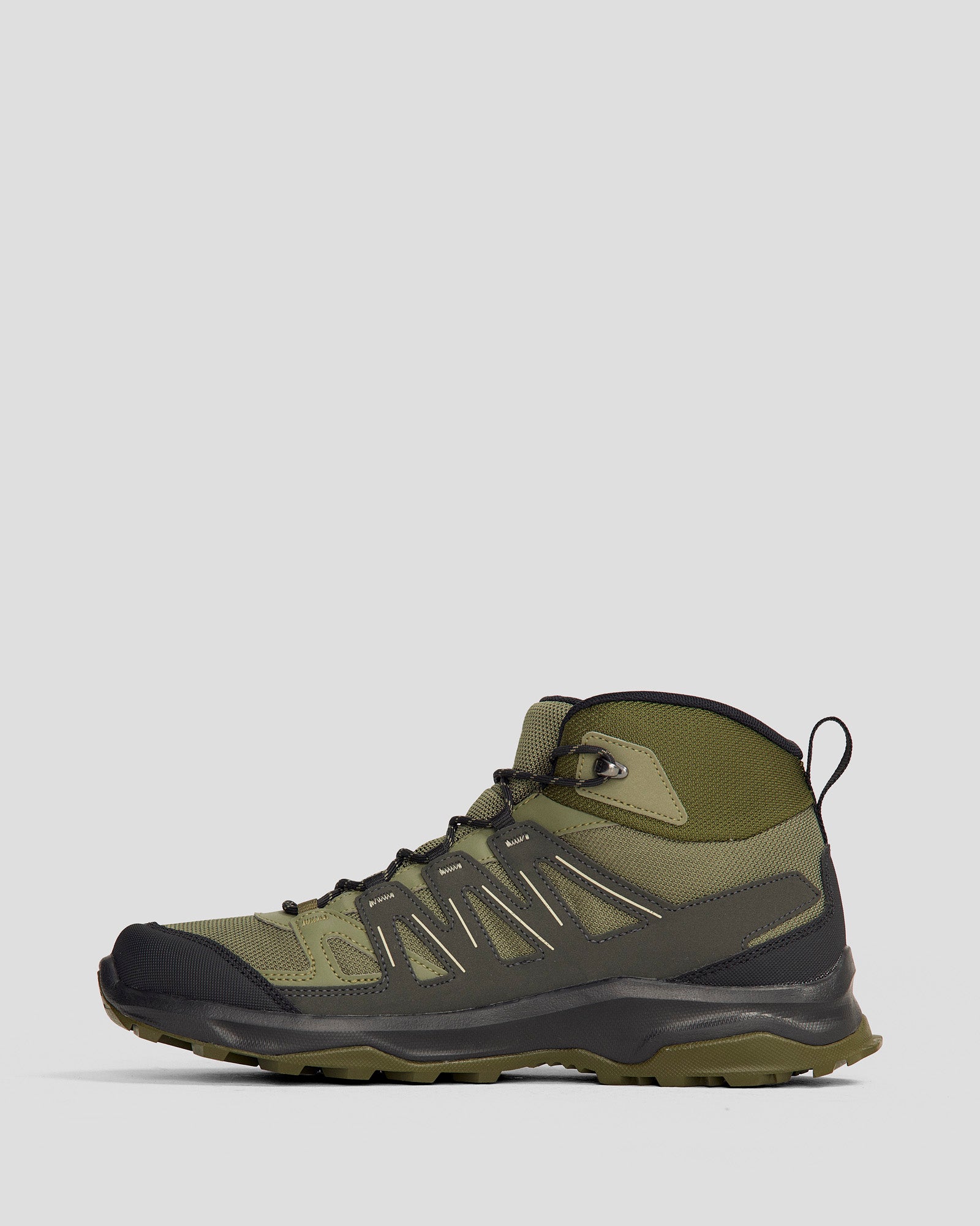 Men's Salomon Grivola Mid Waterproof Hiking Boots - Deep Lichen Green/Black/Olive Night - Lightweight & Durable for Outdoor Adventures, Trail Running & Mountain Climbing