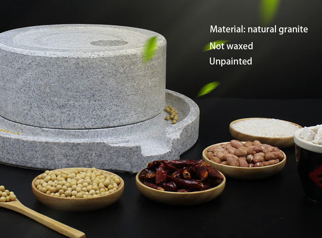 Manual Grain Wheat Flour Paste Stone Mill Grinder - Hand Crank Granite Mill for Tofu, Soymilk & Sesame - 13.8 Inch Rustic Food Processor | Perfect for Home Baking, Organic Cooking & Traditional Asian Cuisine