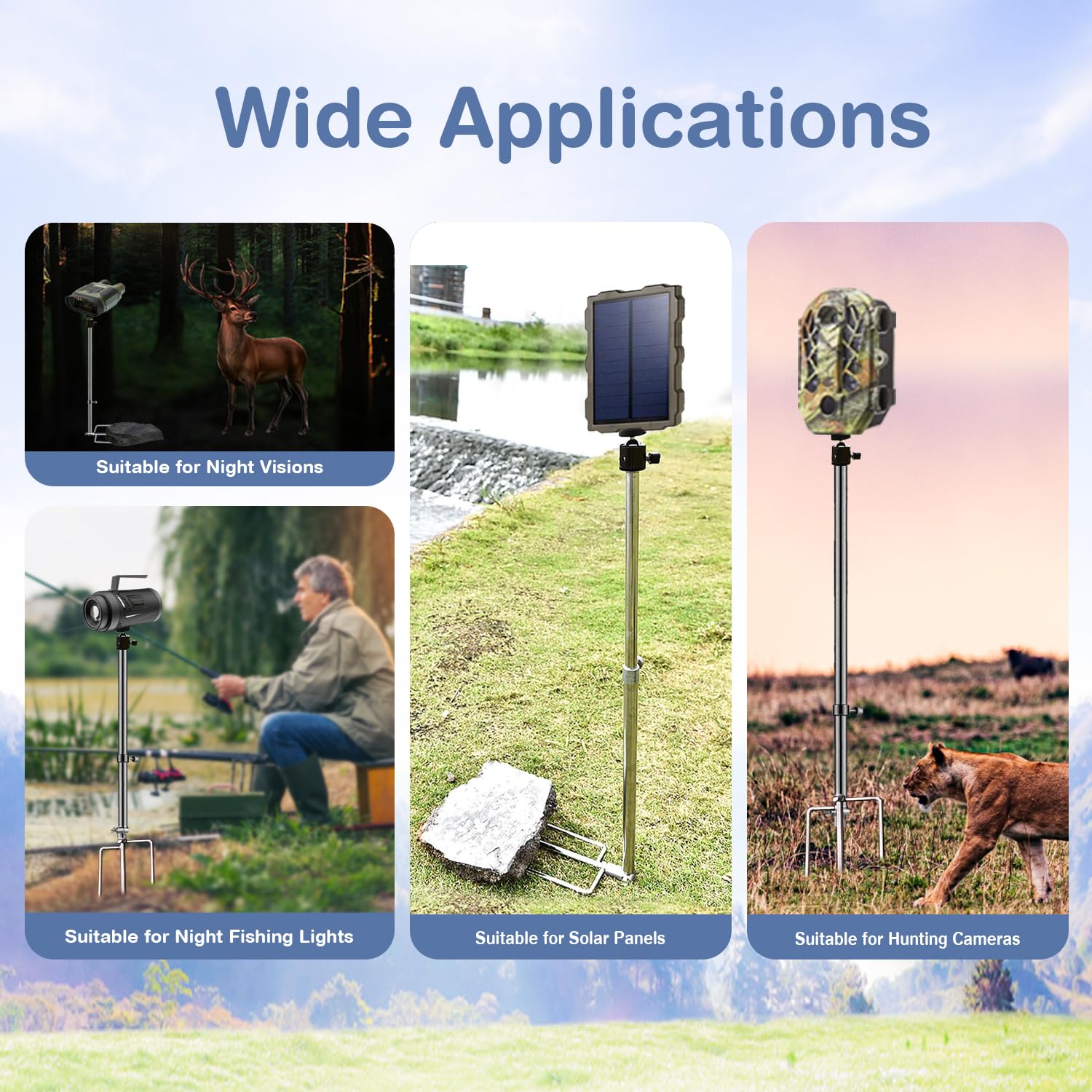 1 Pack Heavy Duty Foldable Stainless Steel Trail Camera Stand - 360° Adjustable Universal 1/4''-20 Thread Bracket for Game Cameras, Deer Cam Accessories - Perfect for Wildlife Monitoring, Hunting & Outdoor Security Surveillance