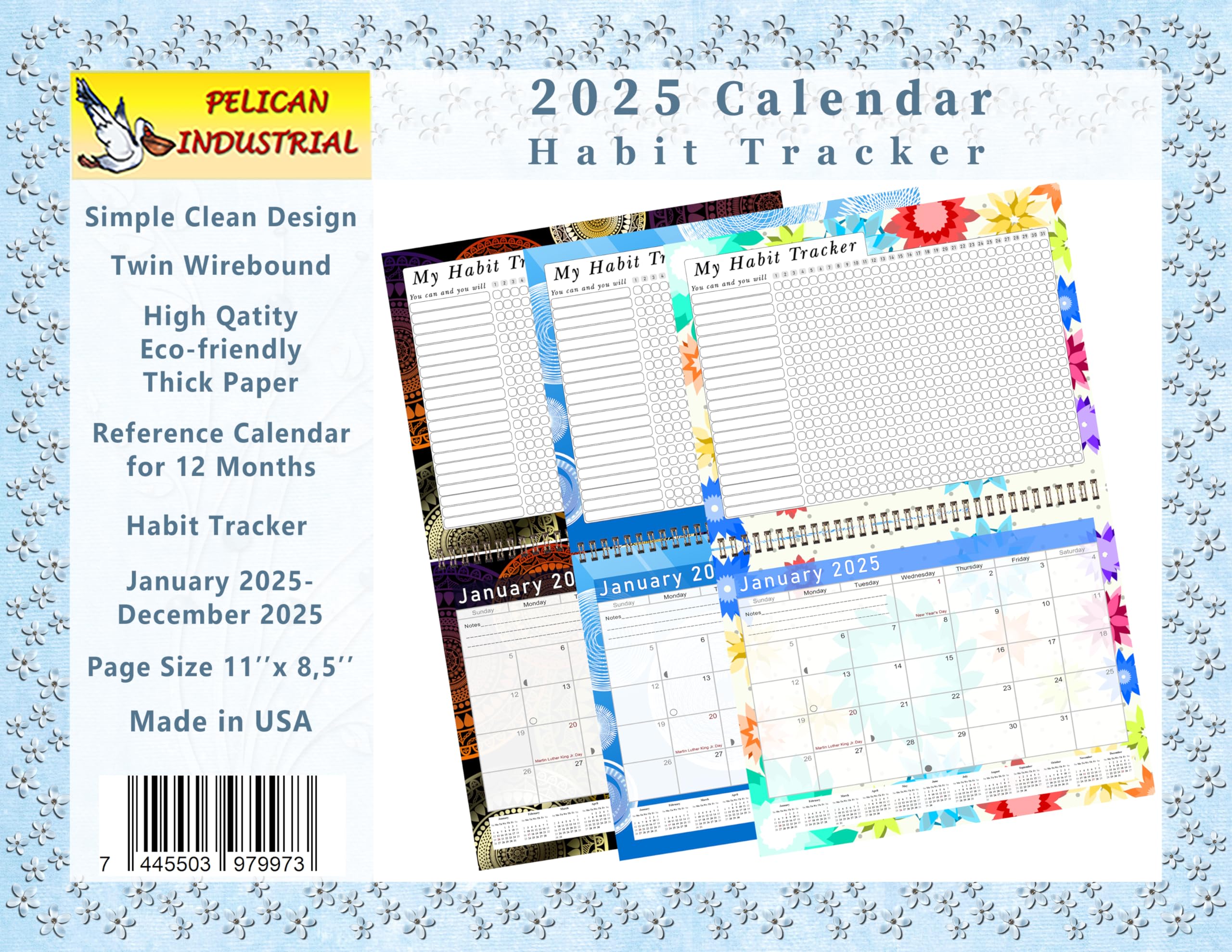 2025 Monthly Desktop & Wall Calendar Planner with Habit Tracker - Daily Weekly Monthly Goal Setting Motivational Journal - Inspirational Productivity Tool (Edition #018) - Perfect for Office, Home & School Organization