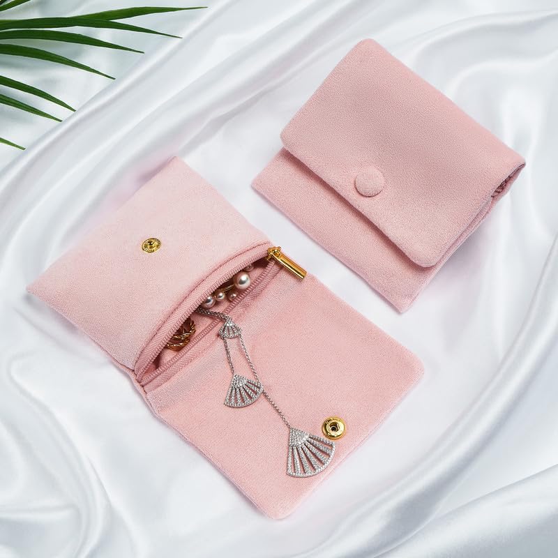 2-Pack Small Velvet Jewelry Pouches with Zipper - 4
