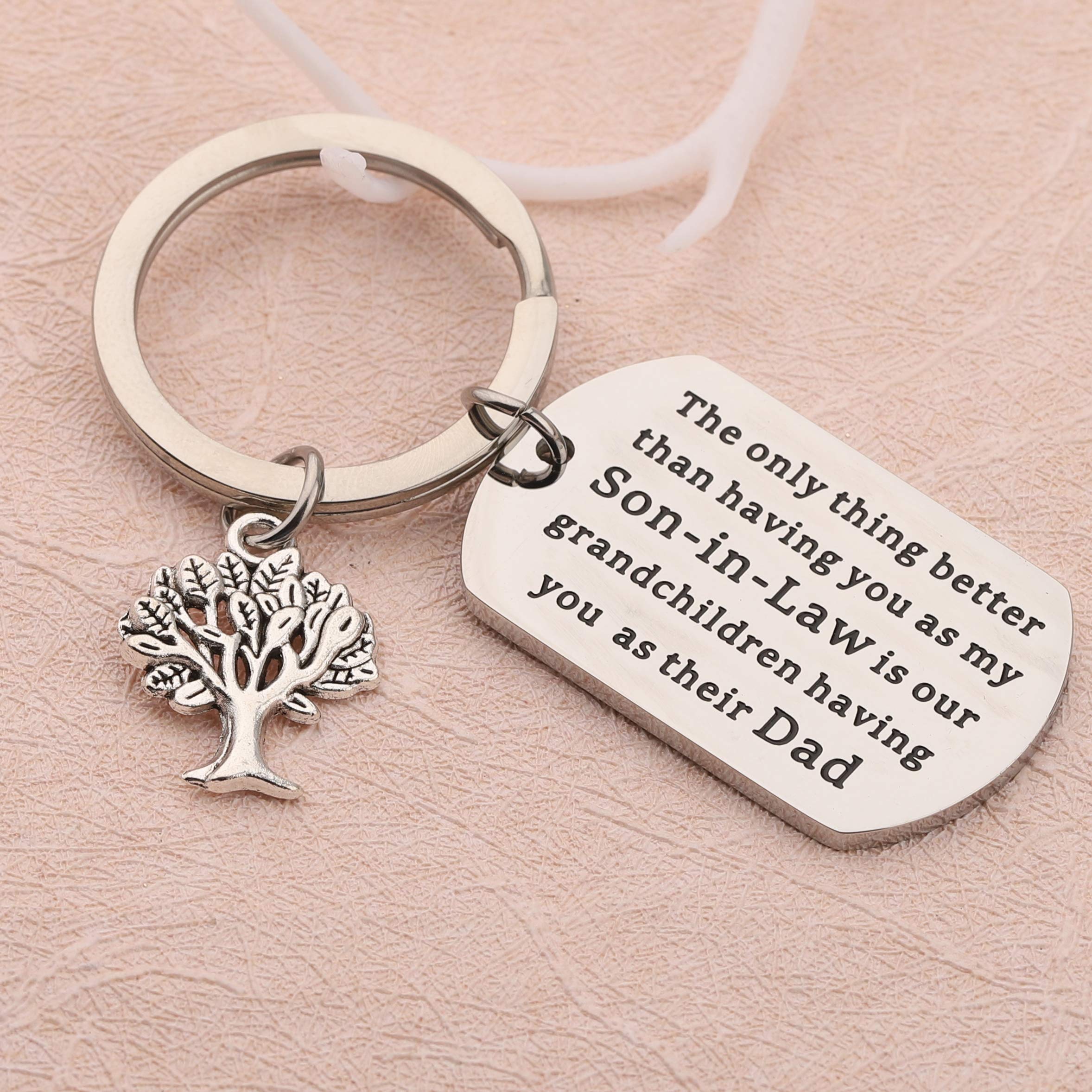 BEKECH Son-in-Law Keychain - Funny Father-in-Law Gift for Wedding, Anniversary & Family Events | Unique 'Better Than Having You As My Son-in-Law' Engraved Keyring for Dad