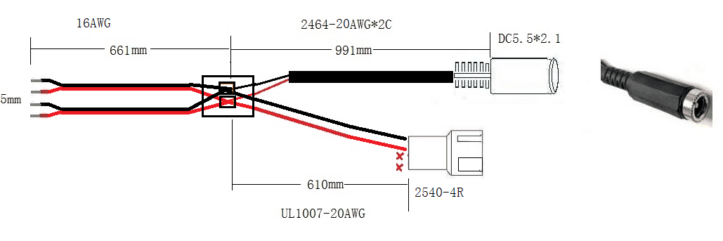 Dual Bare Wire to 3+1 PWM & Barrel Connector Adapter for Vocal Booth - Perfect for Home Studio Recording & Audio Equipment Setup