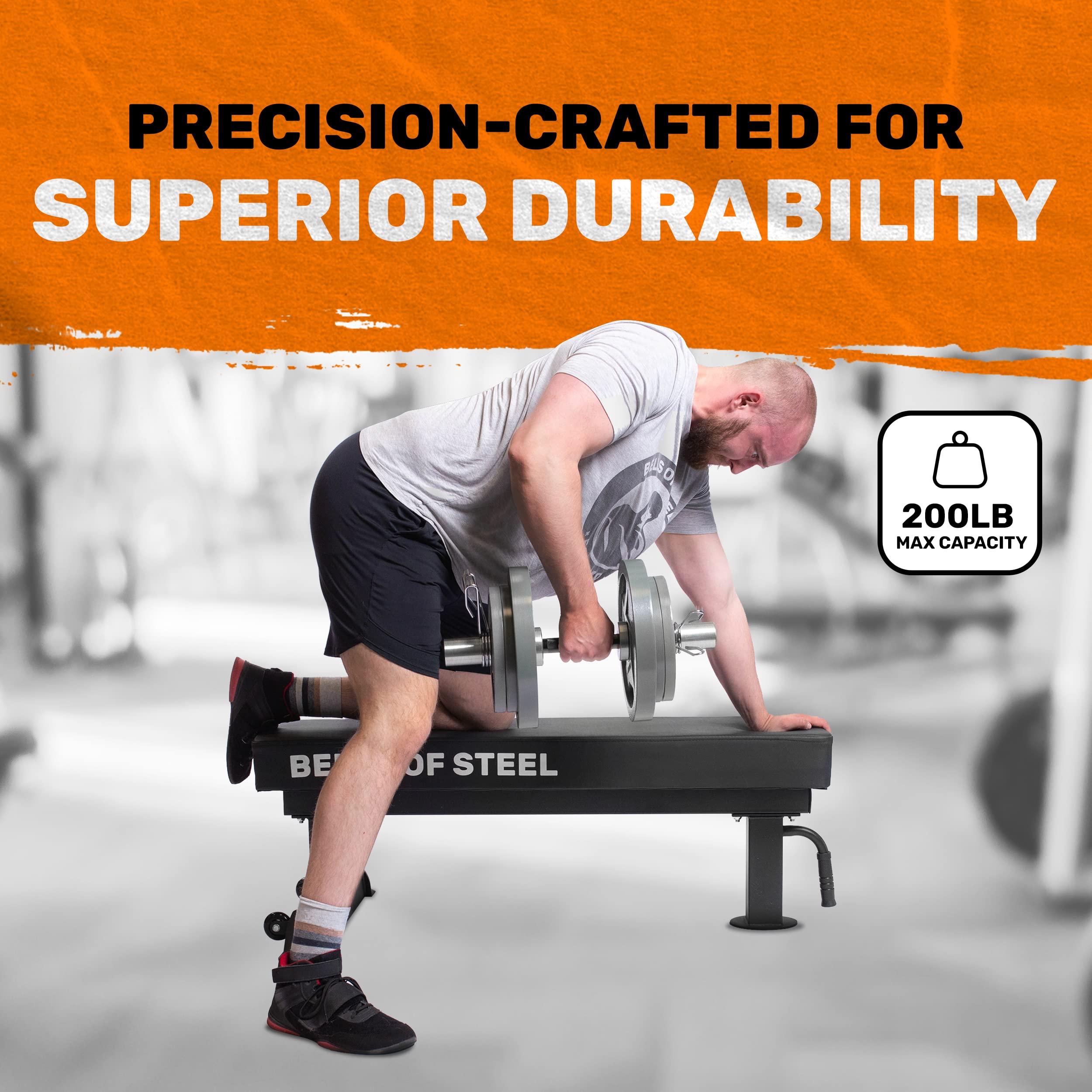 Bells of Steel Loadable Olympic Dumbbell Handle - 200 lb Capacity Weight Plates Bar with Knurled Grip & 28mm Diameter - Perfect for Home Gym Strength Training & CrossFit Workouts