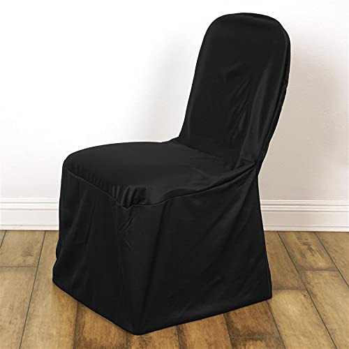 Premium Balsa Circle Black Stretch Scuba Fabric Fitted Banquet Chair Covers - Elegant & Durable for Weddings, Parties & Events