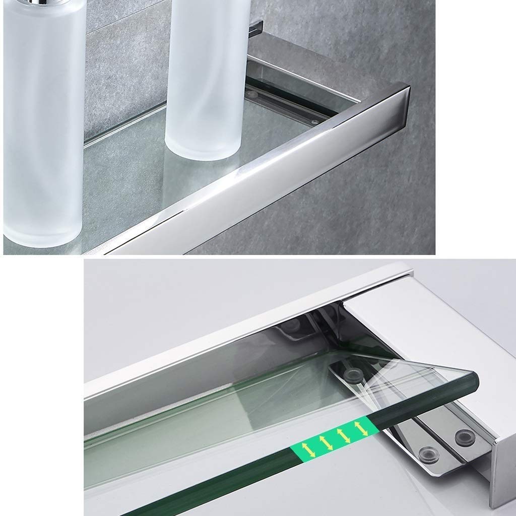 Stainless Steel Bathroom Shelf with Glass Storage - Wall Mounted Mirror Front Cosmetic Organizer & Dressing Table Tray - Perfect for Makeup Storage, Bathroom Organization and Vanity Decor