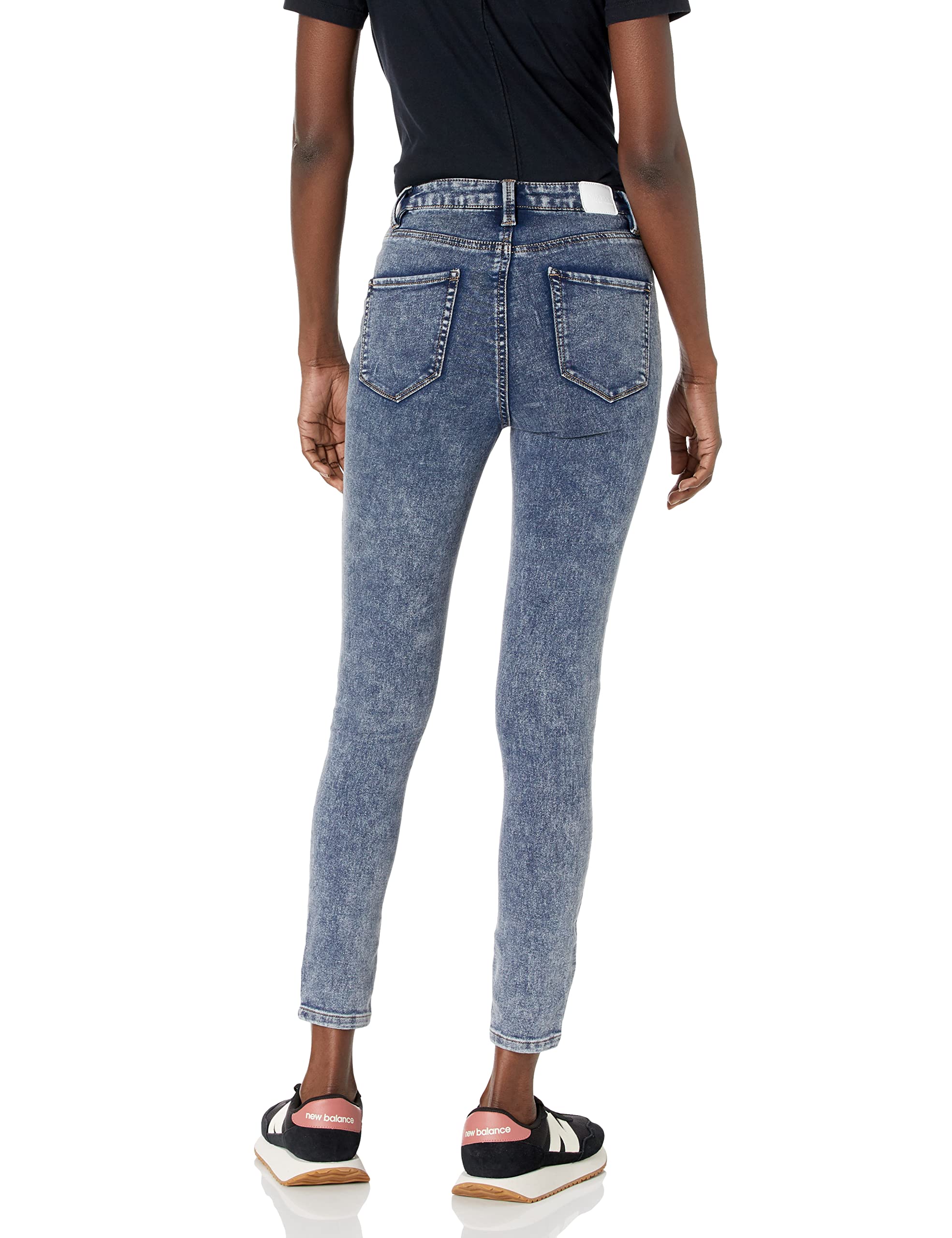 Women's Curvy Acid Wash Skinny Jeans with Single Button Closure - Trendy High Waisted Denim Pants for Casual Outfits & Night Out