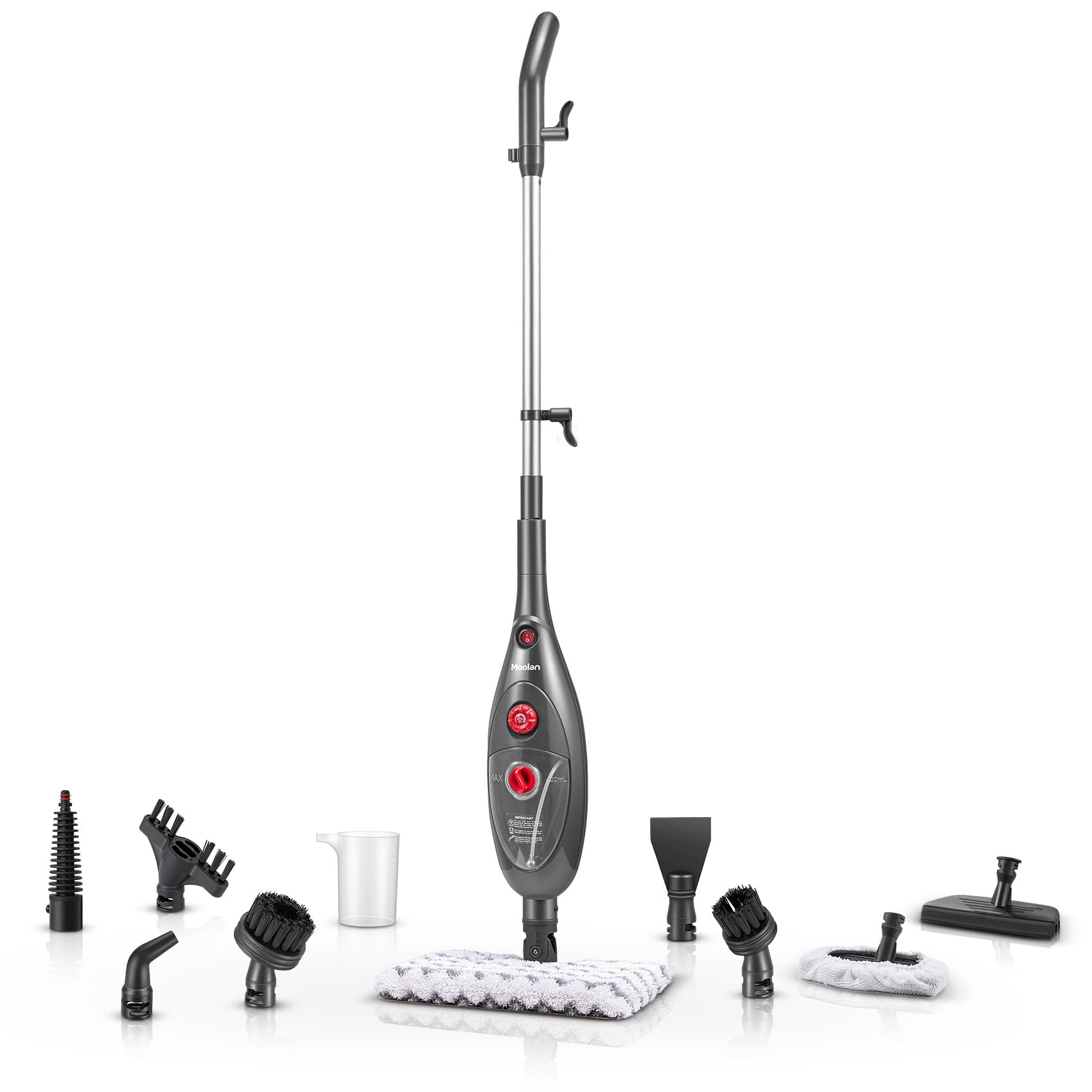 Moolan 12-in-1 Steam Mop for Hardwood Floors & Tile - Detachable Handheld Steamer with Multi-Surface Cleaning - Perfect for Kitchen, Bathroom, and Pet Hair Removal