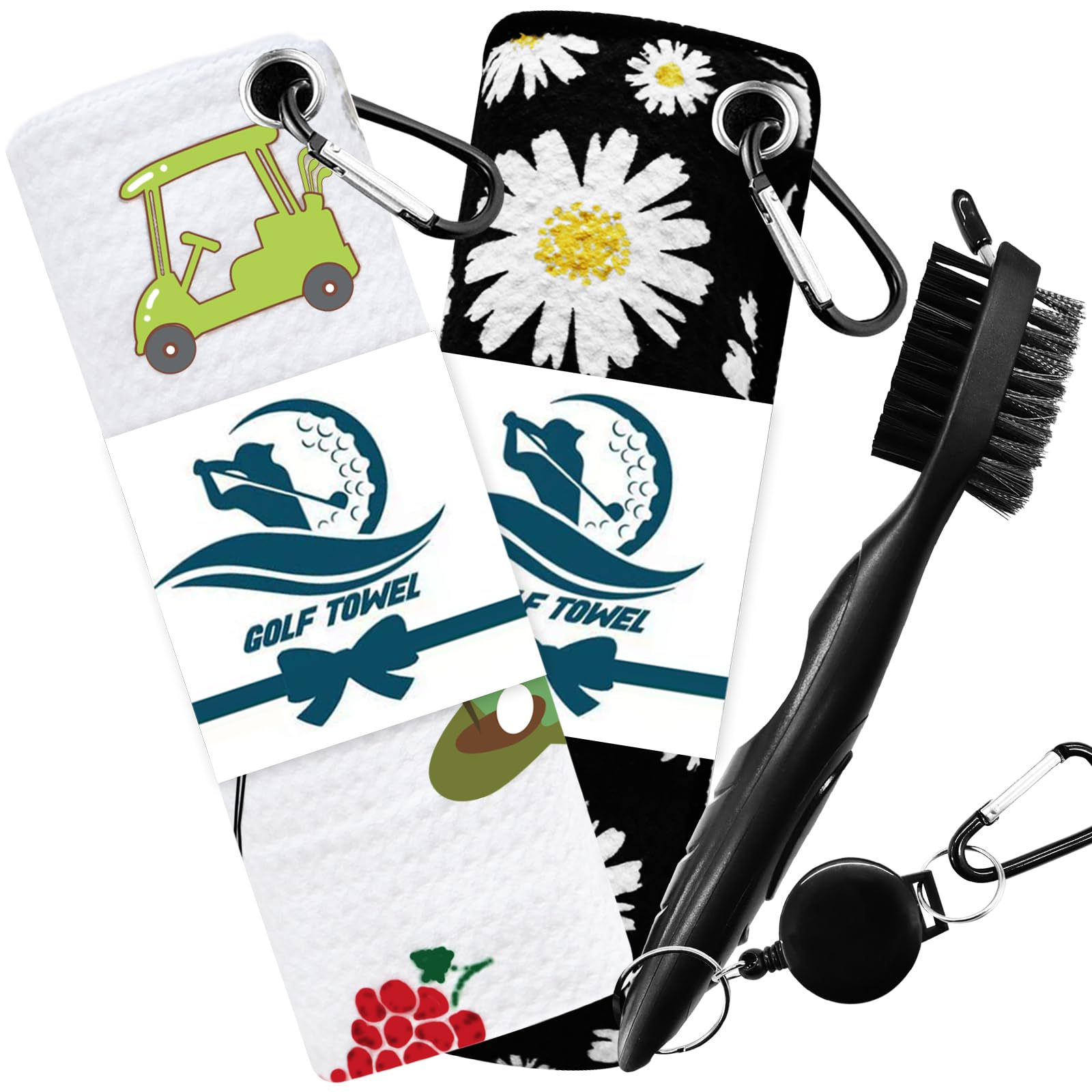 Premium 2-Pack Golf Towel Set with Club Brush - 16