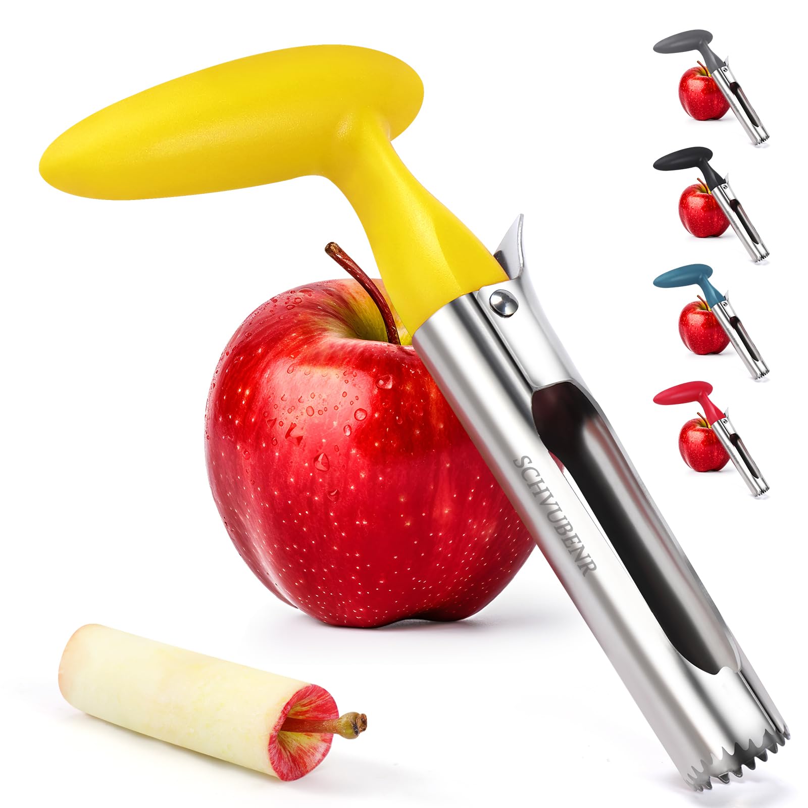 Premium Stainless Steel Apple Corer & Pear Corer Tool - Sharp Serrated Edge for Easy Fruit Coring - Durable & Easy to Clean - Perfect for Baking, Juicing, and Healthy Snacks (Yellow)