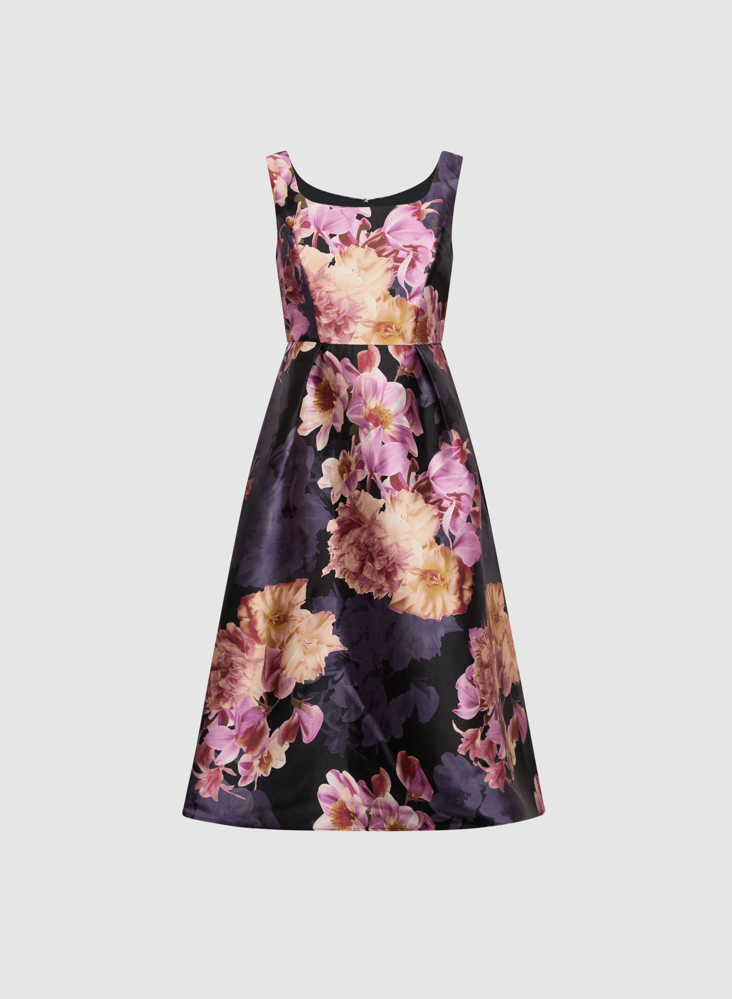 Floral Print Square Neck Dress - Women's Summer Flowy Midi Dress for Beach, Wedding & Vacation