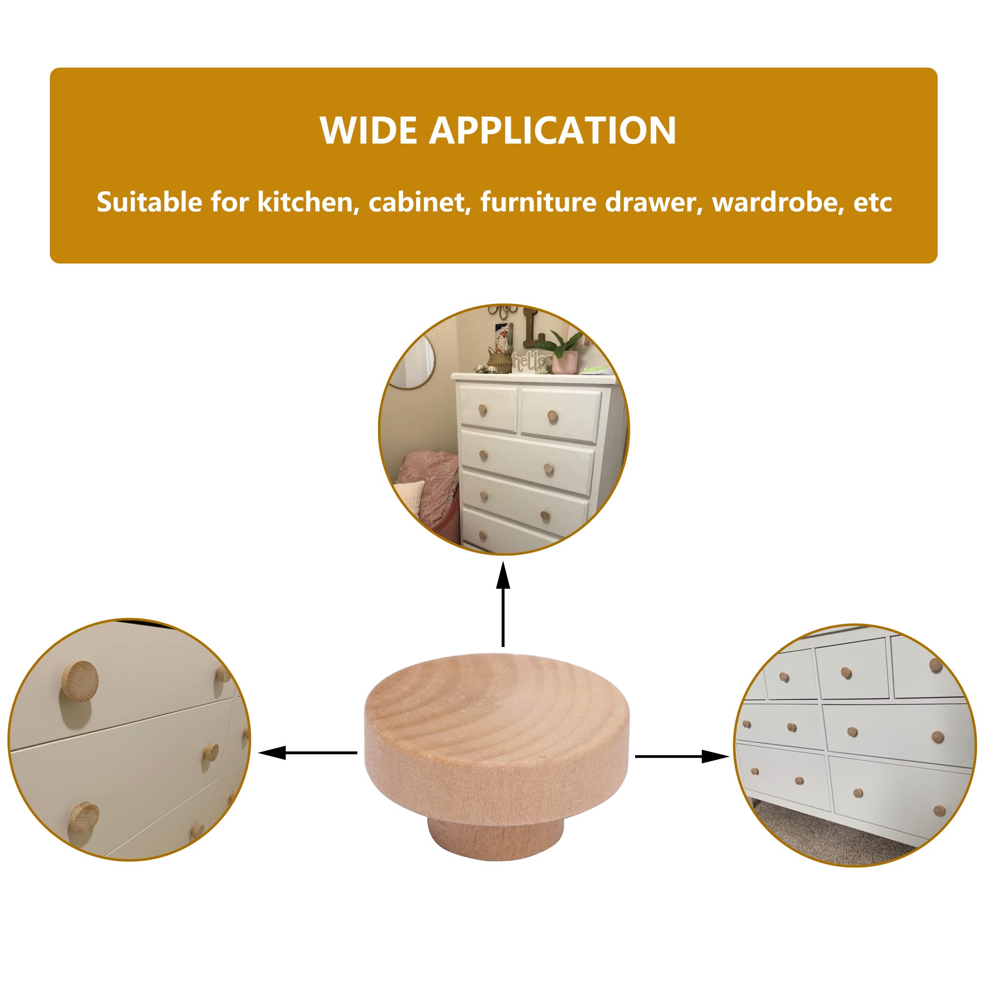10PCS Unfinished Wooden Drawer Knobs - 50mmx25mm Round Cabinet Handles for Furniture, Dressers & DIY Projects - Perfect for Home Decor & Cabinet Upgrades