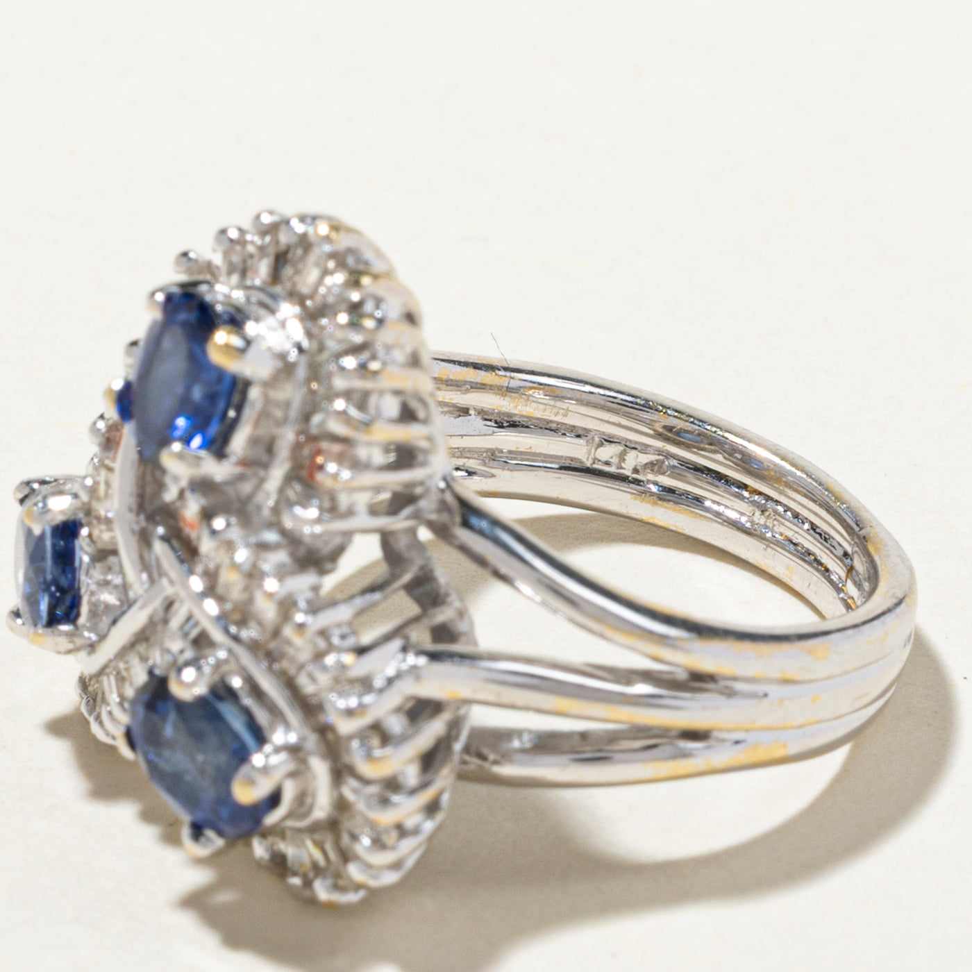1.23ct Sapphire & 0.67ctw Diamond Cocktail Ring - Size 4.5 | Elegant Evening Wear & Special Occasion Jewelry for Women