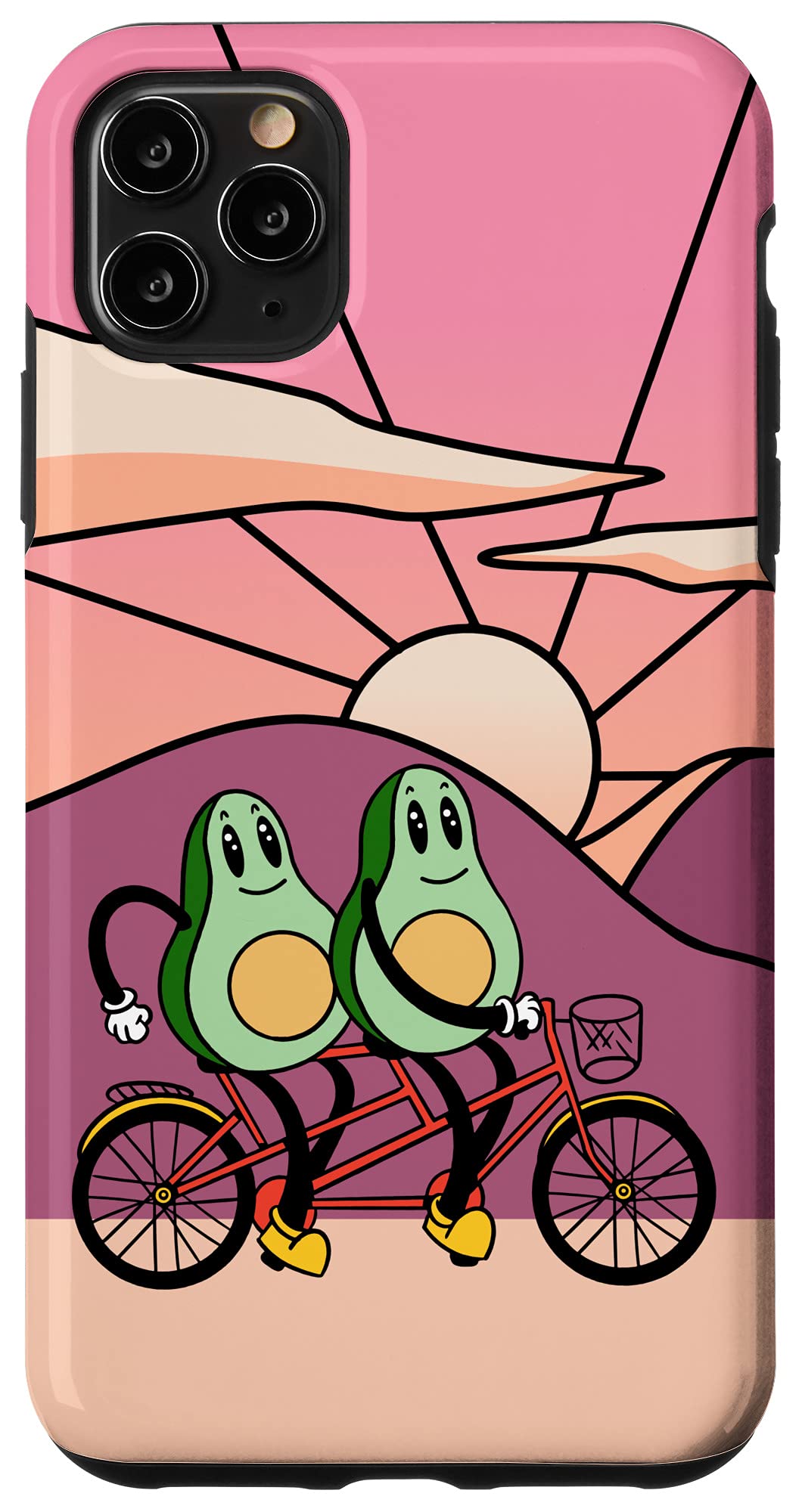 Cute Kawaii Avocado Vintage Landscape iPhone 11 Pro Max Case - Aesthetic Cottage Core Phone Cover for Women & Girls - Perfect for Daily Use, Travel & Instagram Photos