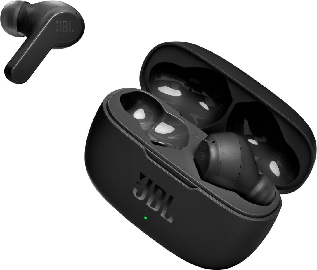 JBL Vibe 200 True Wireless Bluetooth Earbuds - Black (Renewed) | Noise Cancelling, 20H Playtime, IPX4 Waterproof | Perfect for Gym, Running & Commuting