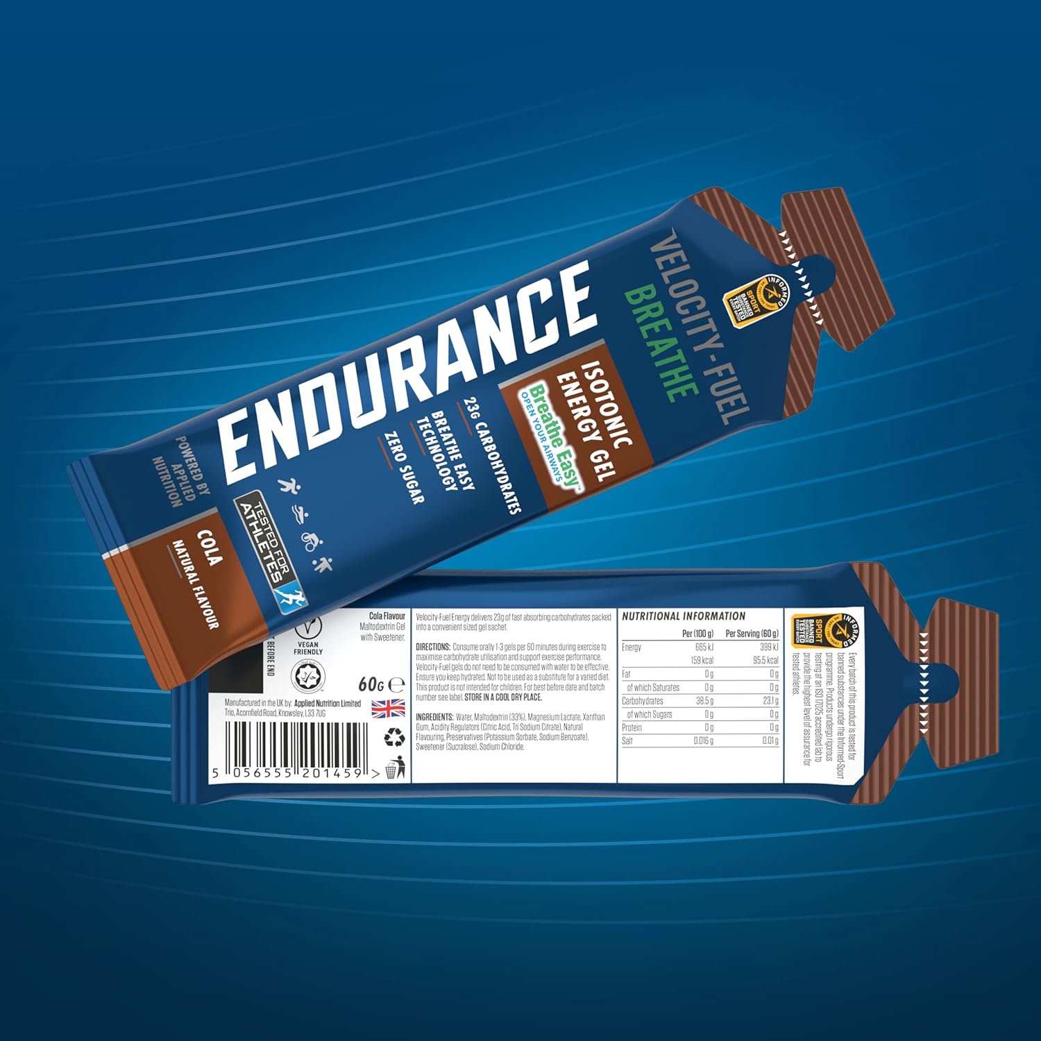 Applied Nutrition Endurance Energy Isotonic Energy Gel - Cola Flavor (20 Pack x 60g) | Fast-Acting Sports Fuel for Running, Cycling & Workouts