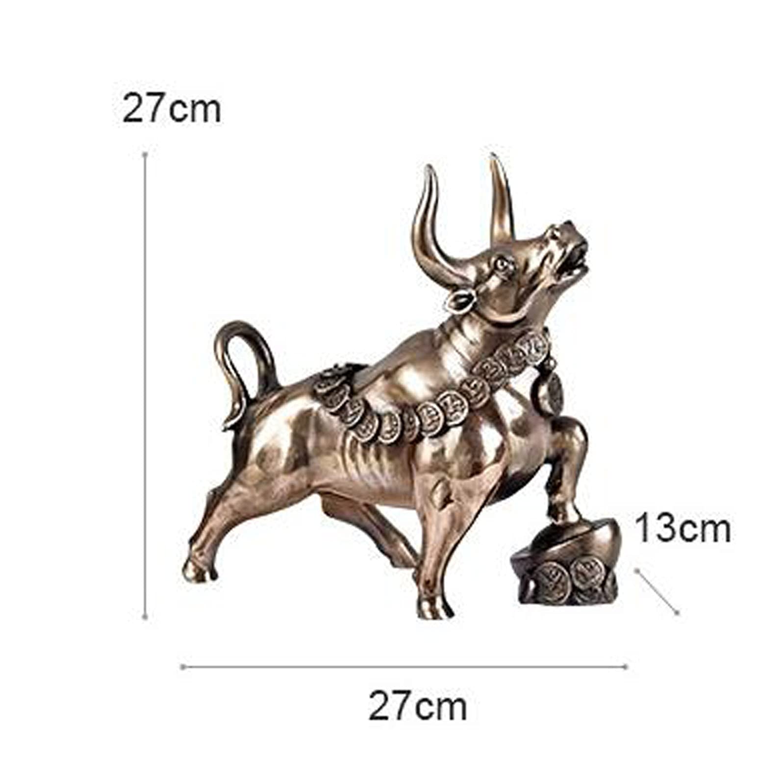 LGYKUMEG Bronze Bull Statue - Resin Bull & Bear Figurine for Home & Office Decor - 27 x 13 x 27cm - Perfect for Living Room, Bedroom, Study, Wine Cabinet & Office Art Collection - Feng Shui Wealth Symbol & Gift Idea