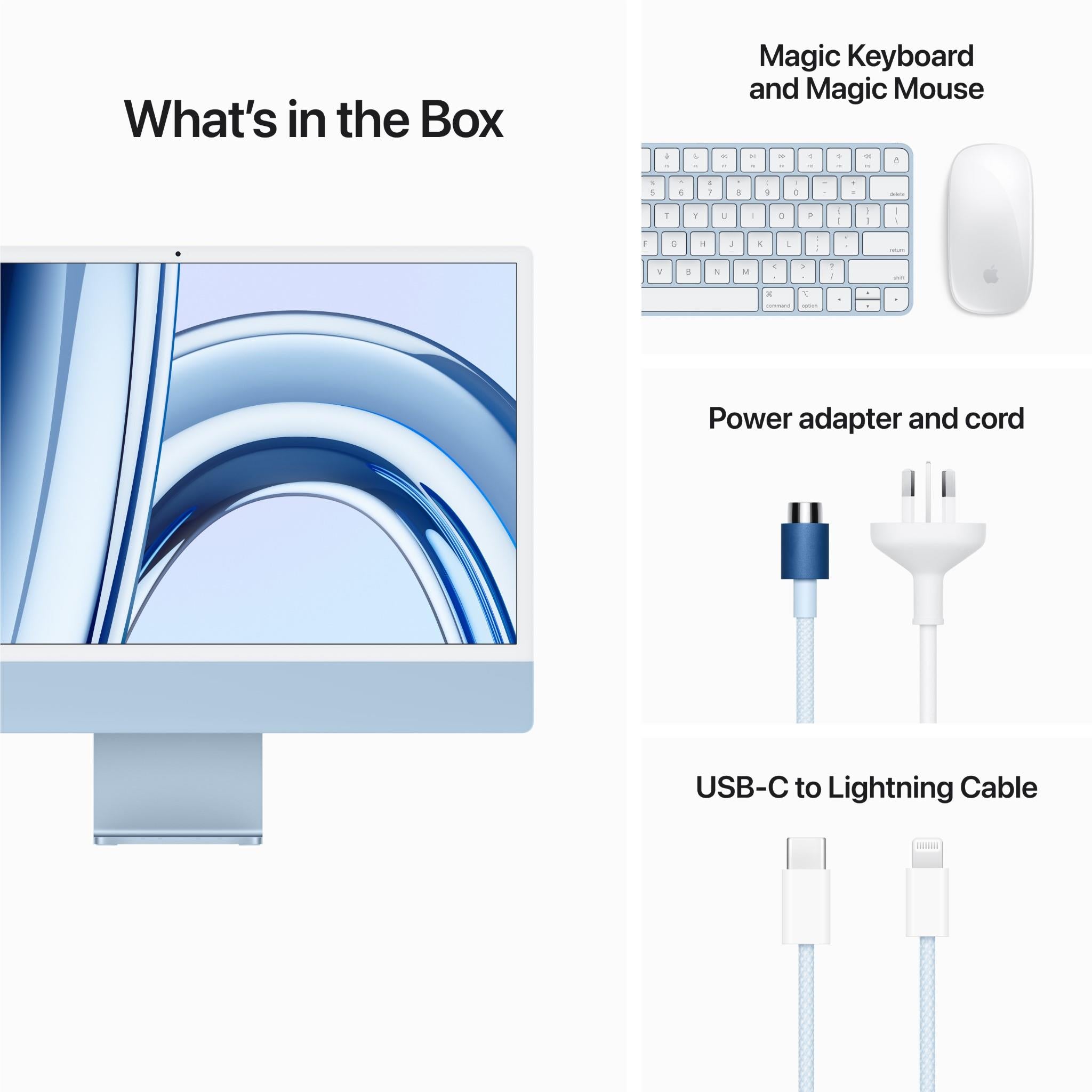 Apple iMac 24-inch with Retina 4.5K Display, M3 Chip 10-Core GPU, 512GB SSD (Blue) - 2023 Model | All-in-One Desktop Computer for Home Office, Graphic Design & Video Editing
