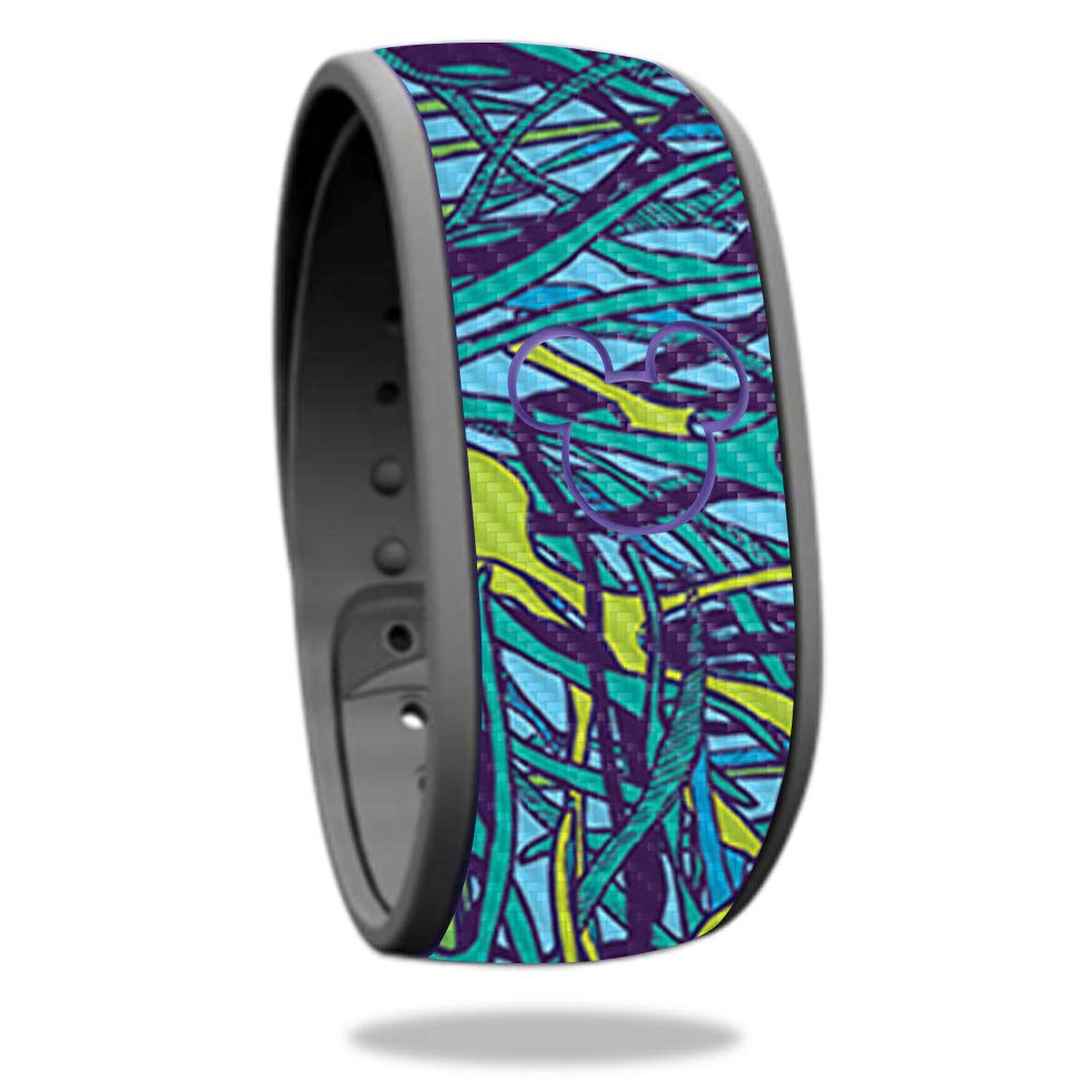 MightySkins Carbon Fiber Skin for Disney MagicBand - Blue Vein Design | Protective & Durable Textured Cover | Easy to Apply & Remove | USA Made | Perfect for Theme Parks, Travel & Disney Fans